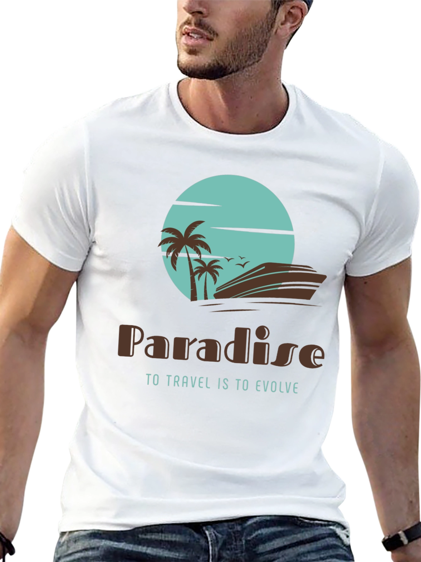 Black Paradise Travel T-Shirt - Evolve in Style view 13