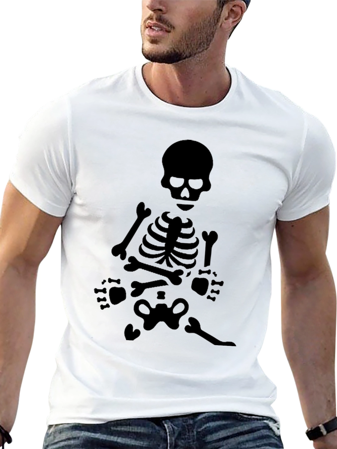 Black Skeleton Graphic Tee - Black Crew Neck view 13