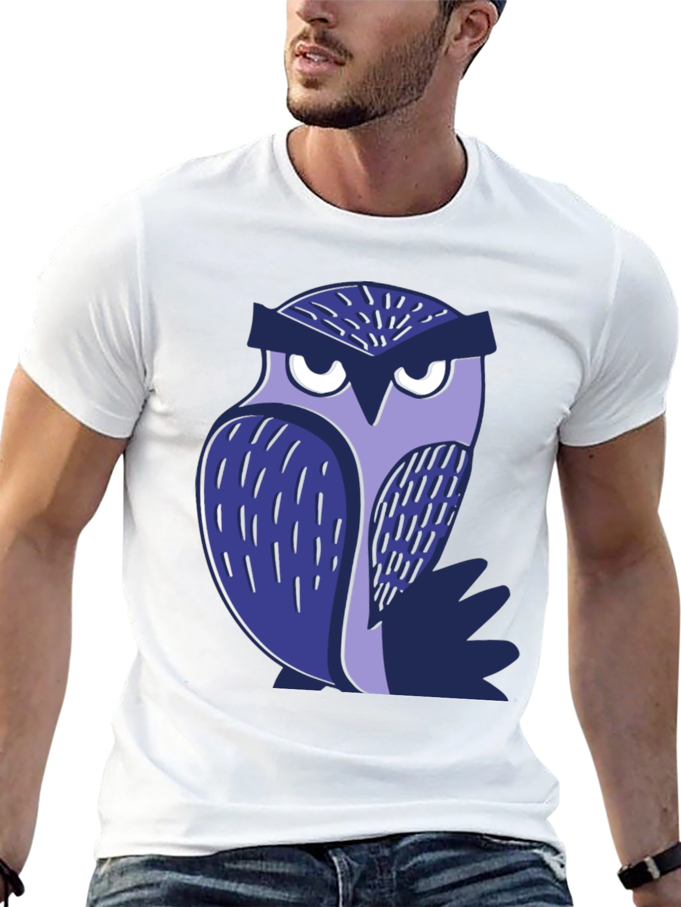 Black Cool Owl Graphic Tee - Black Unisex T-Shirt view 13