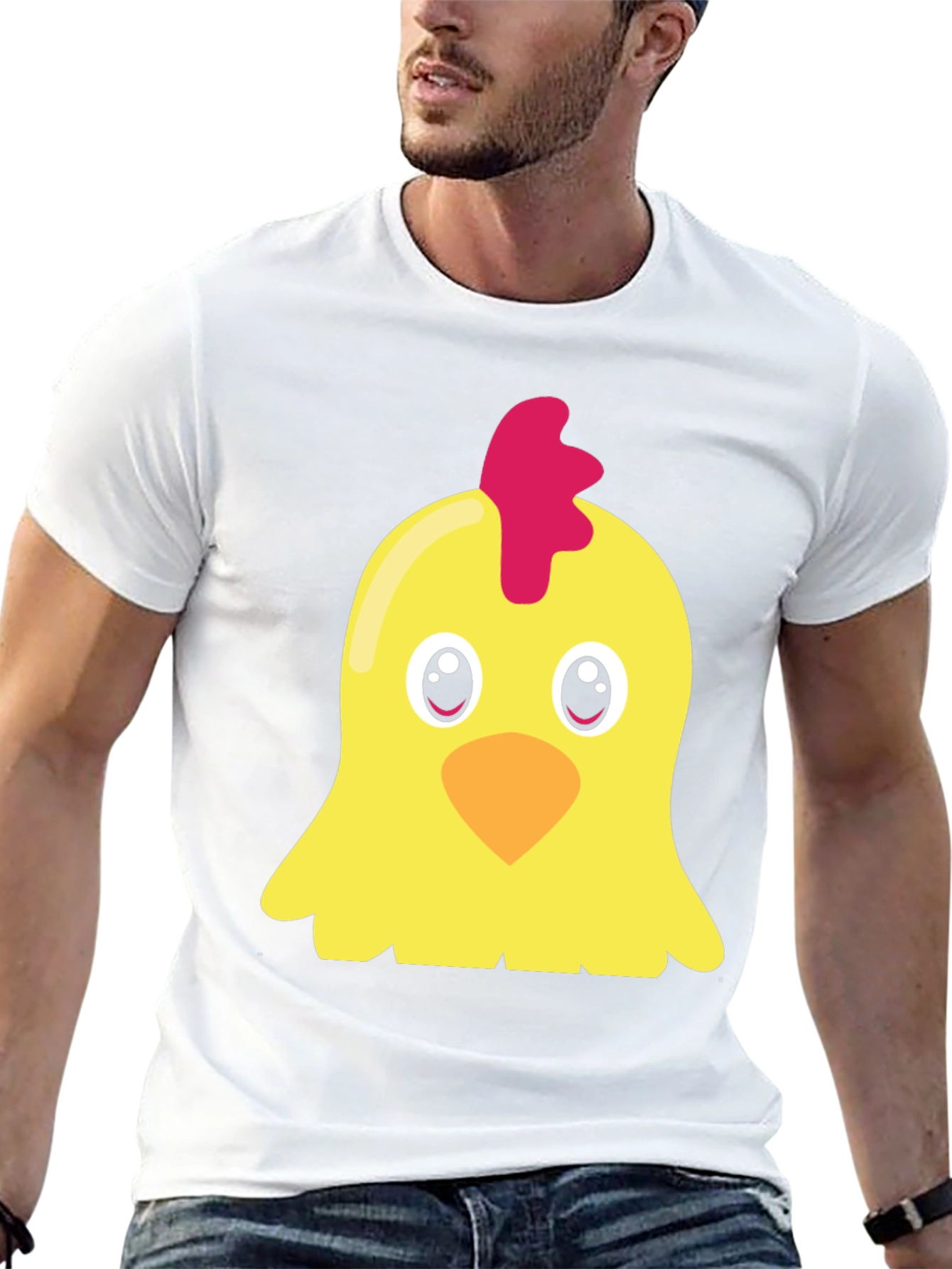 Cute Chicken Graphic T-Shirt - Black, Short Sleeve - 13