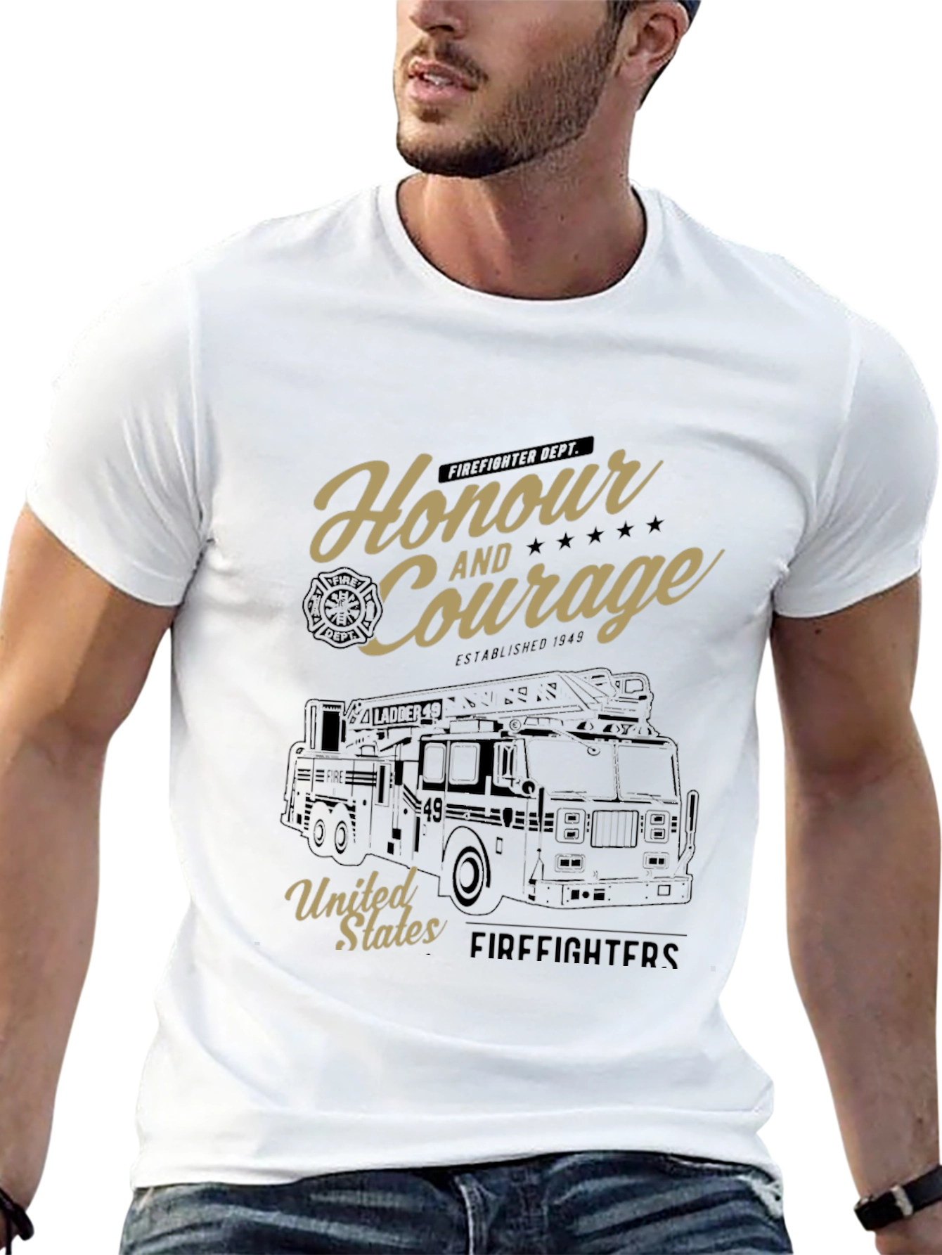 Black Honour and Courage Firefighter T-Shirt view 13