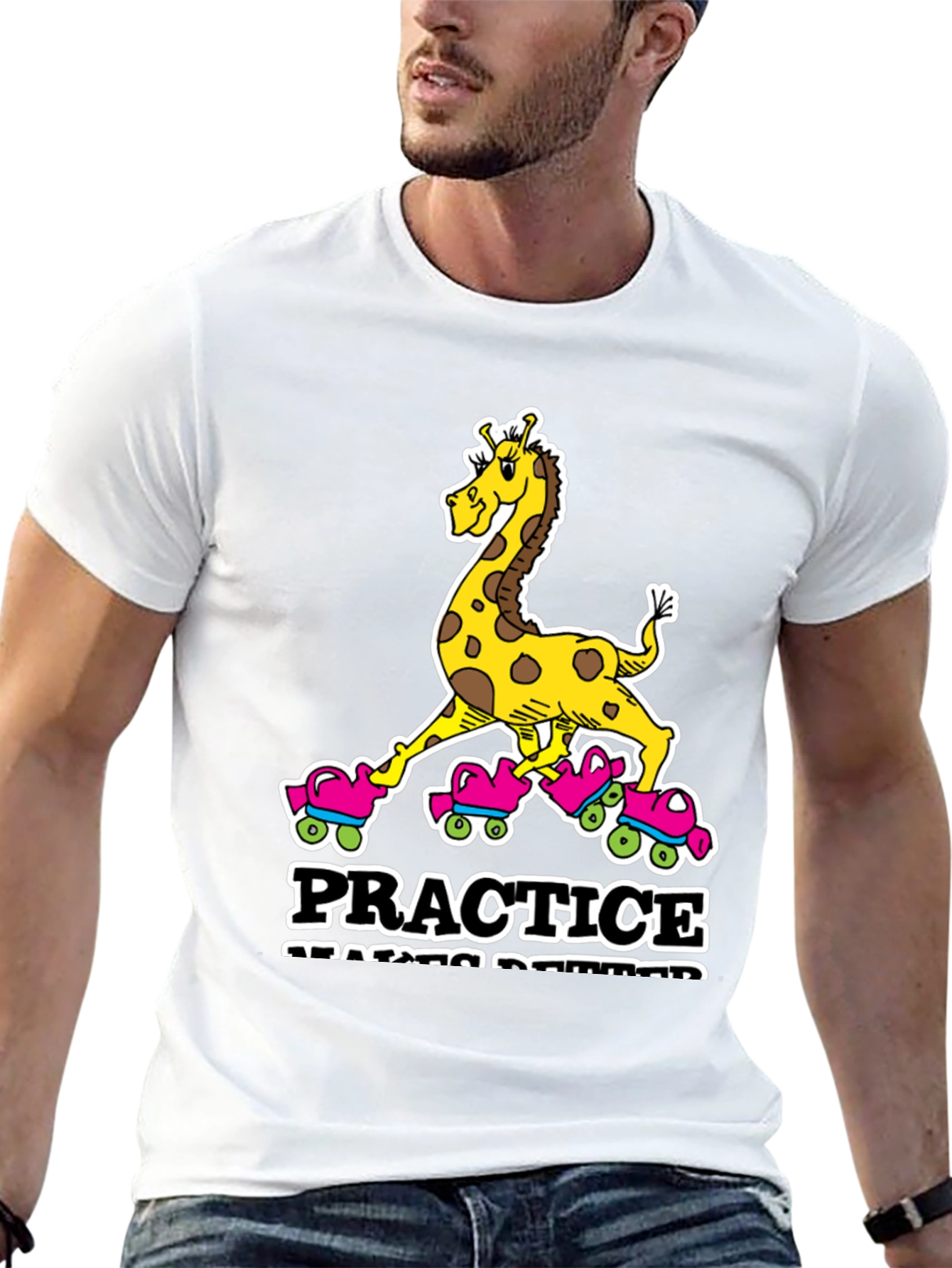 Black Giraffe Roller Skating T-Shirt - Practice Makes Progress view 13