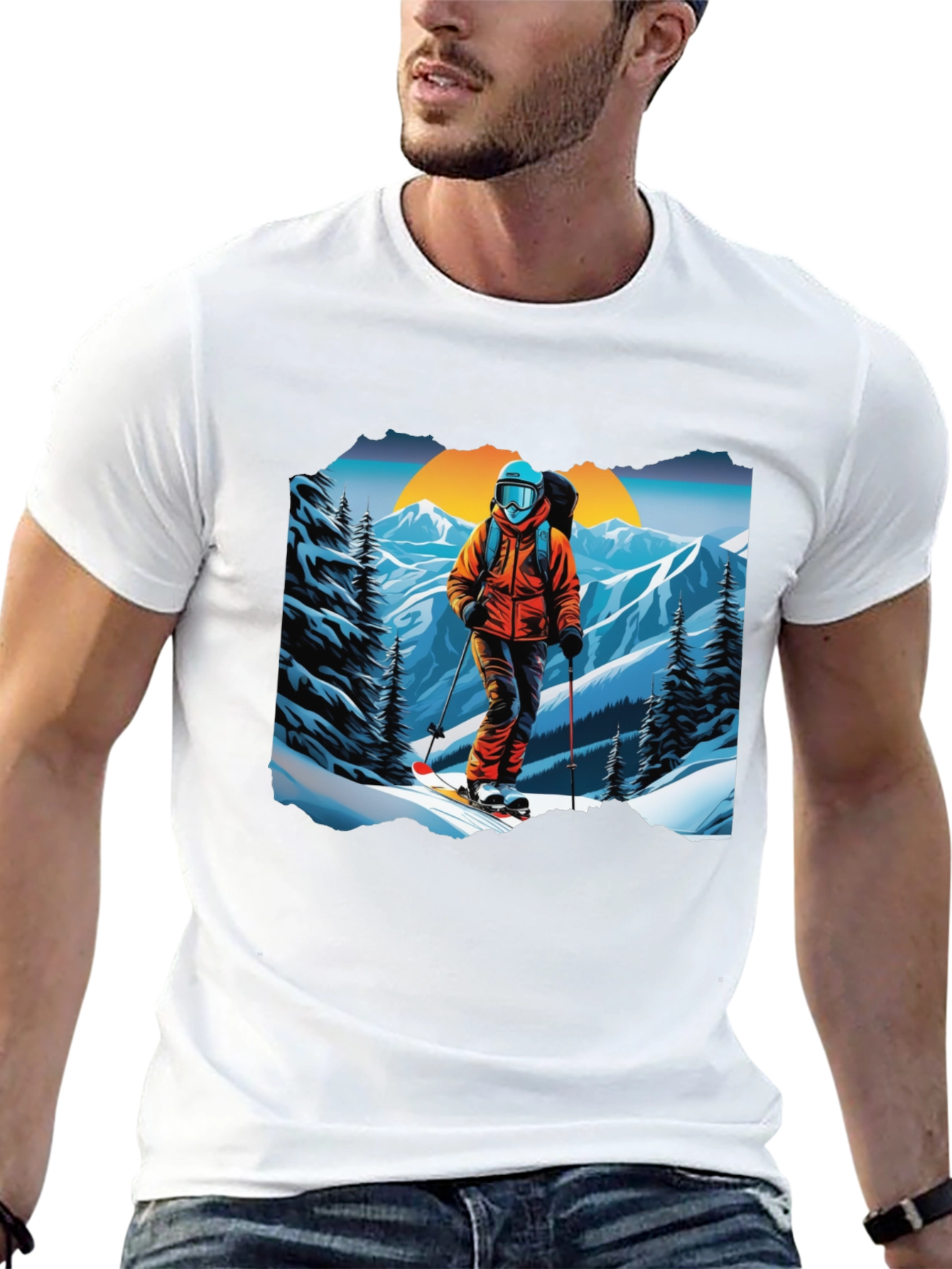 Black Ski Graphic Tee - Mountain Adventure Shirt view 13