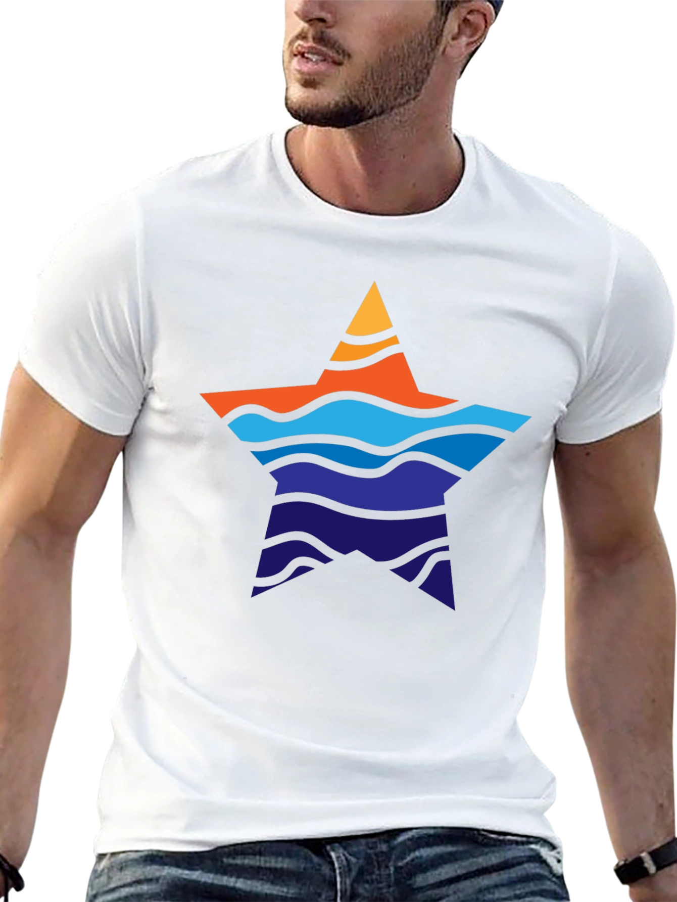 Black Star Wave Graphic Black T-Shirt view 13