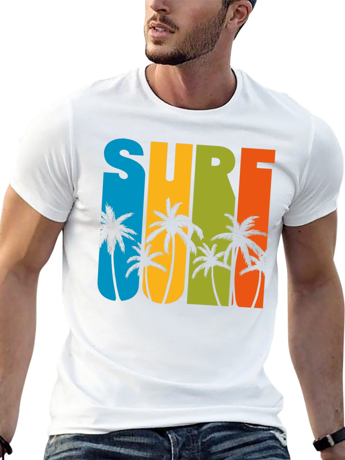 Black Surf Palm Tree Graphic T-Shirt - Retro Summer Style view 13