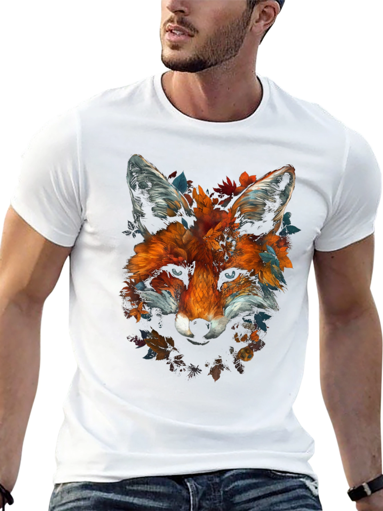 Black Fox Floral Graphic Tee - Unique Animal Design view 13