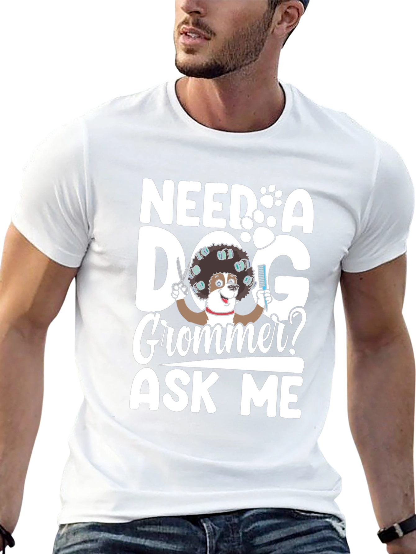 Black Need a Dog Groomer? Funny Pet Grooming T-Shirt view 13