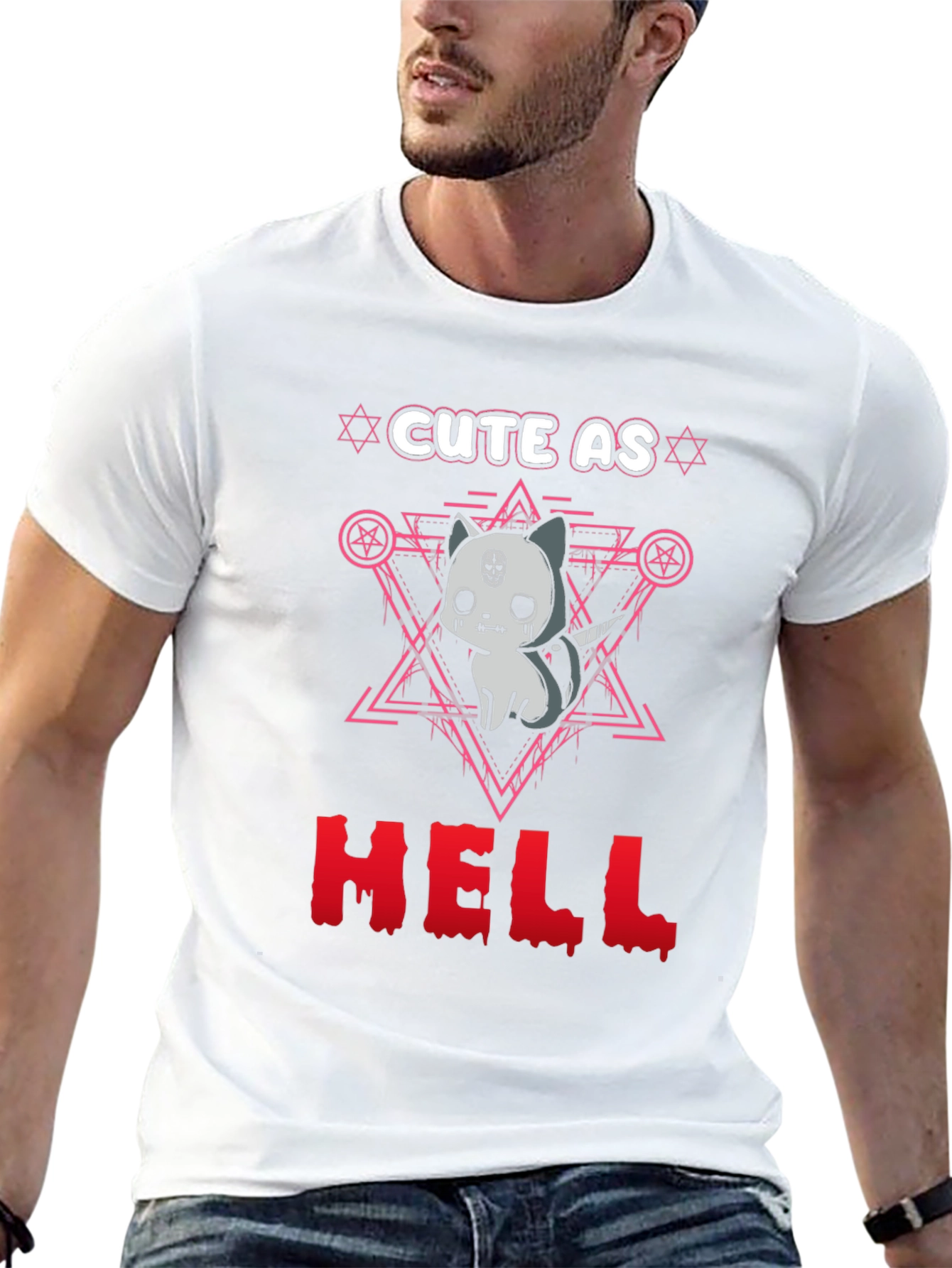 Black Cute as Hell T-Shirt Gothic Satanic Cat view 13