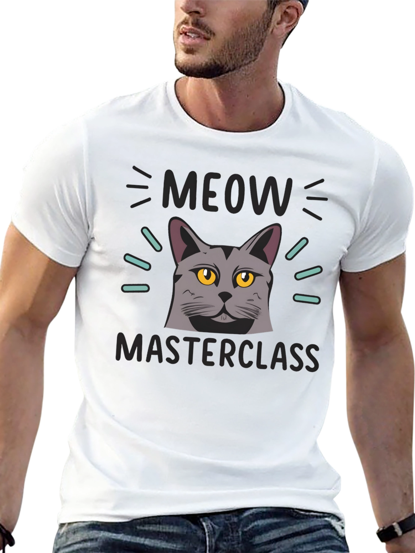 Black Meow Masterclass Cat Graphic Black T-Shirt view 13
