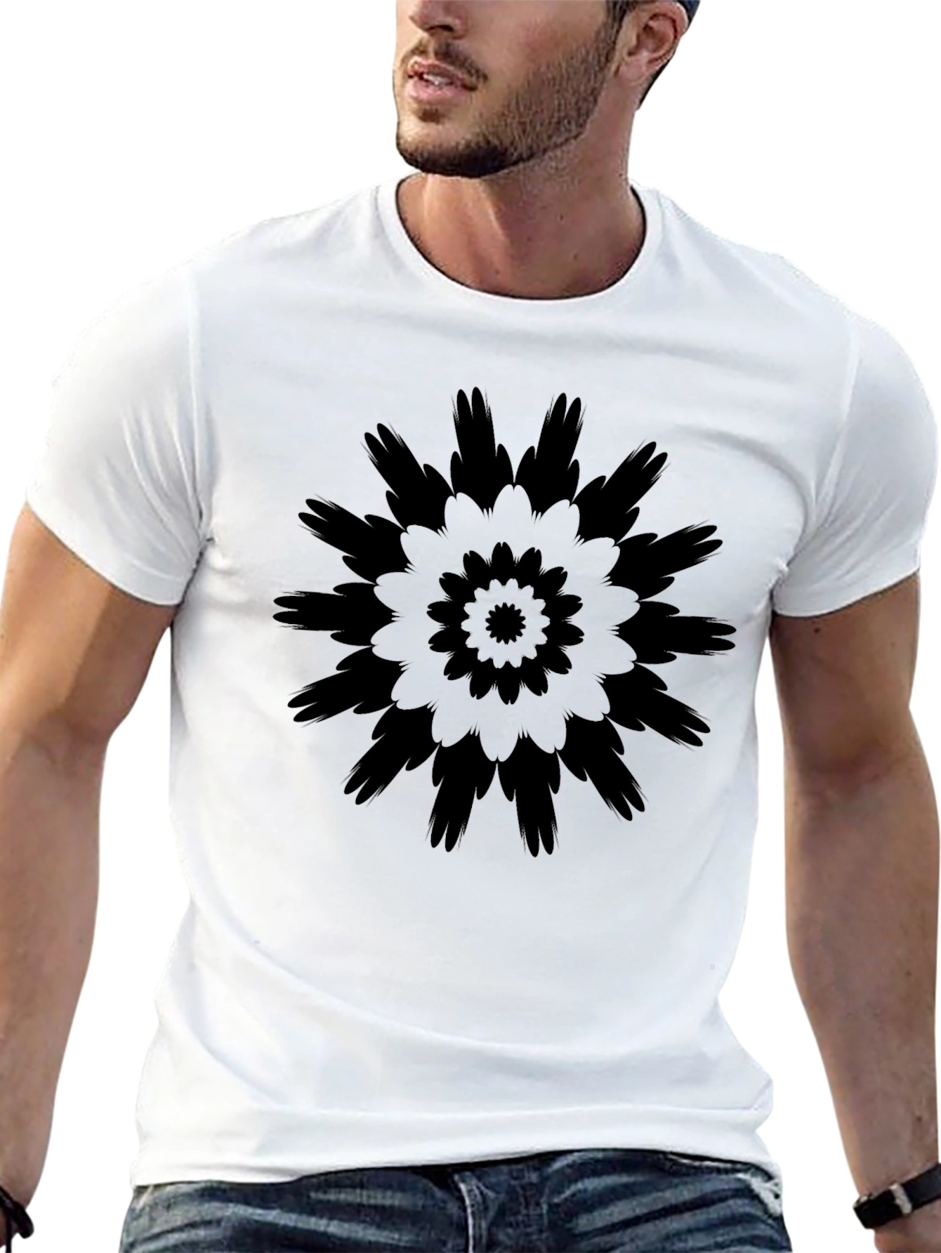 Black Black Mandala Graphic Tee - Stylish Casual Wear view 13