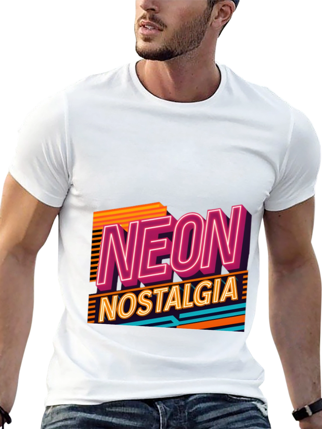 Black Retro Neon Nostalgia Graphic Tee view 13