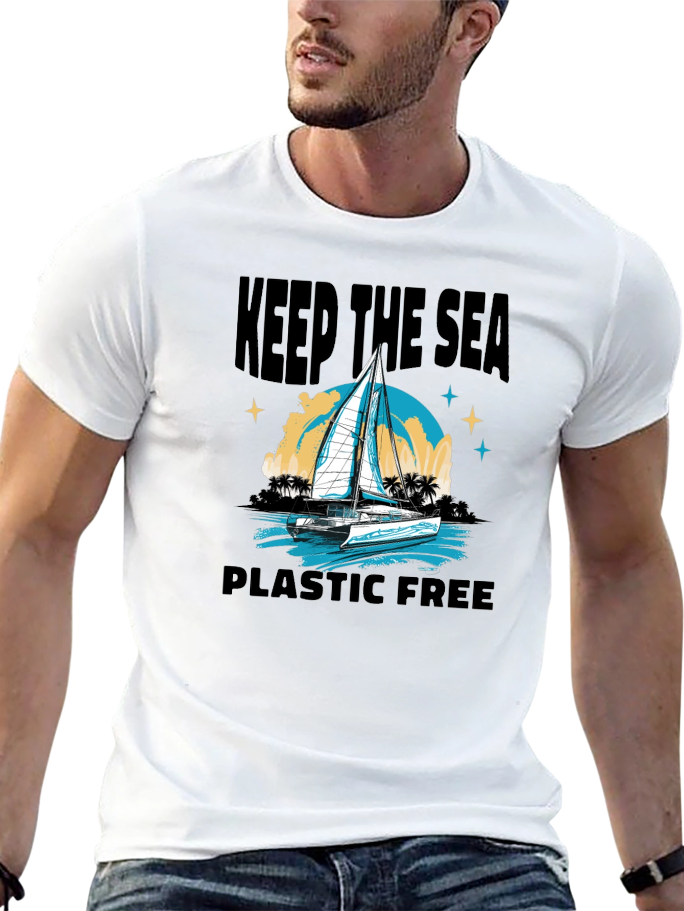 Black Keep The Sea Plastic Free Black T-Shirt view 13