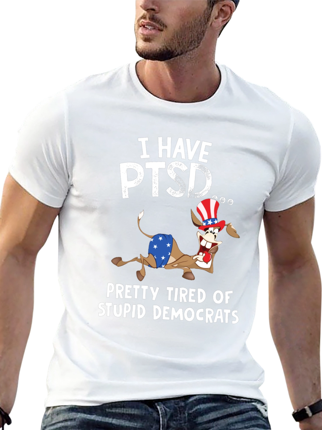 Black I Have PTSD Funny Political Slogan T-Shirt view 13