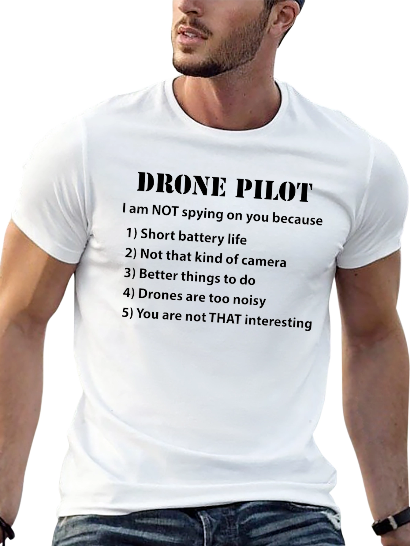 Black Drone Pilot Funny Slogan Graphic T-Shirt view 13