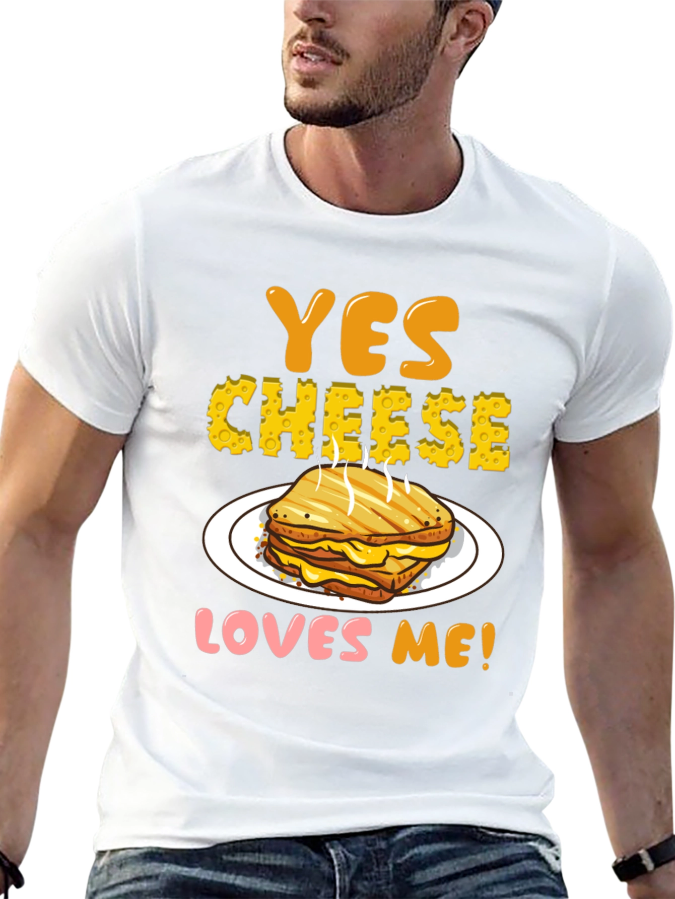 Yes Cheese Loves Me T-Shirt, Grilled Cheese Graphic Tee - 13