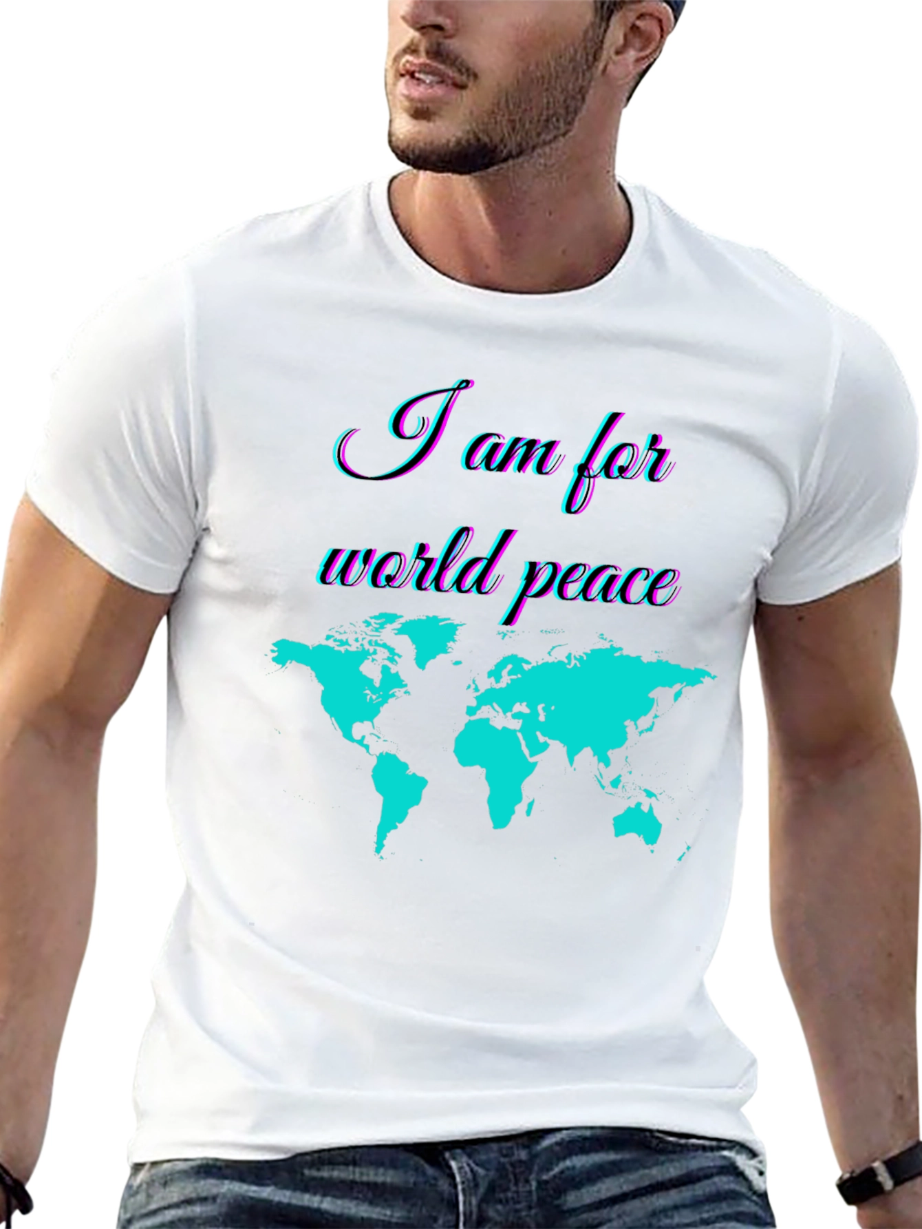 Black World Peace Graphic T-Shirt - Stylish Global Unity Design view 13