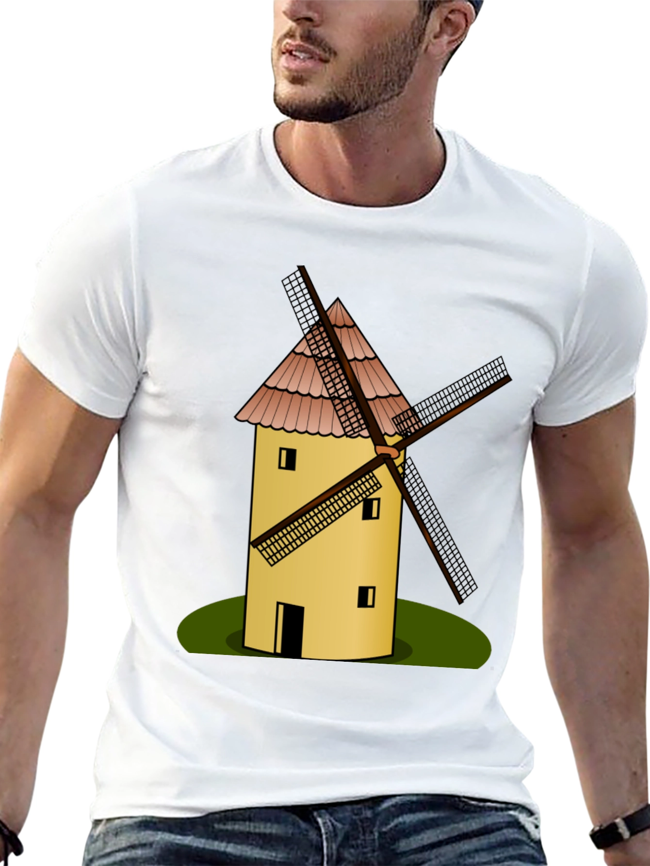 Black Windmill Graphic T-Shirt - Black Cotton Tee view 13