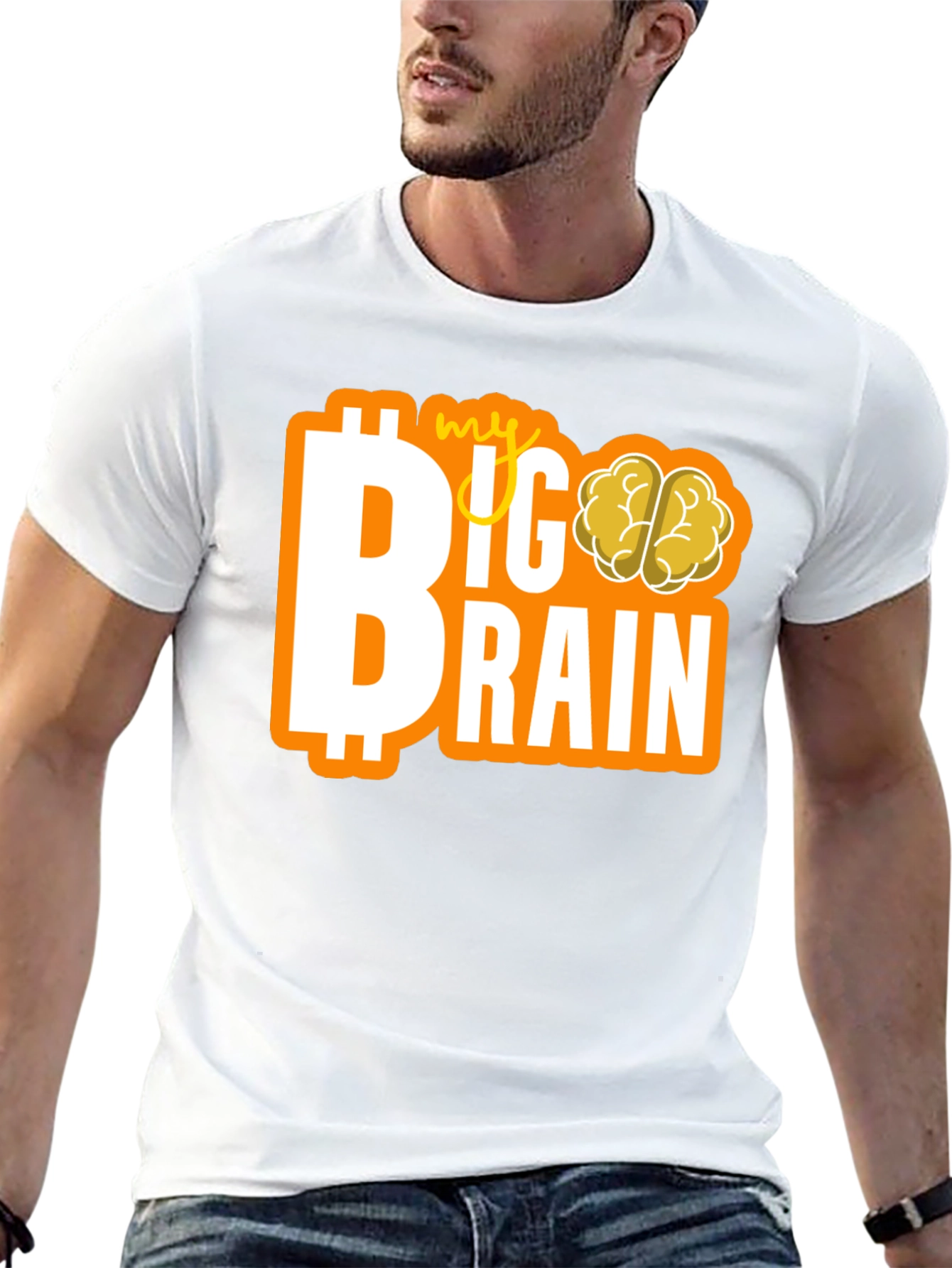 Black My Big Brain Tee - Crypto Investor Genius T-Shirt view 13