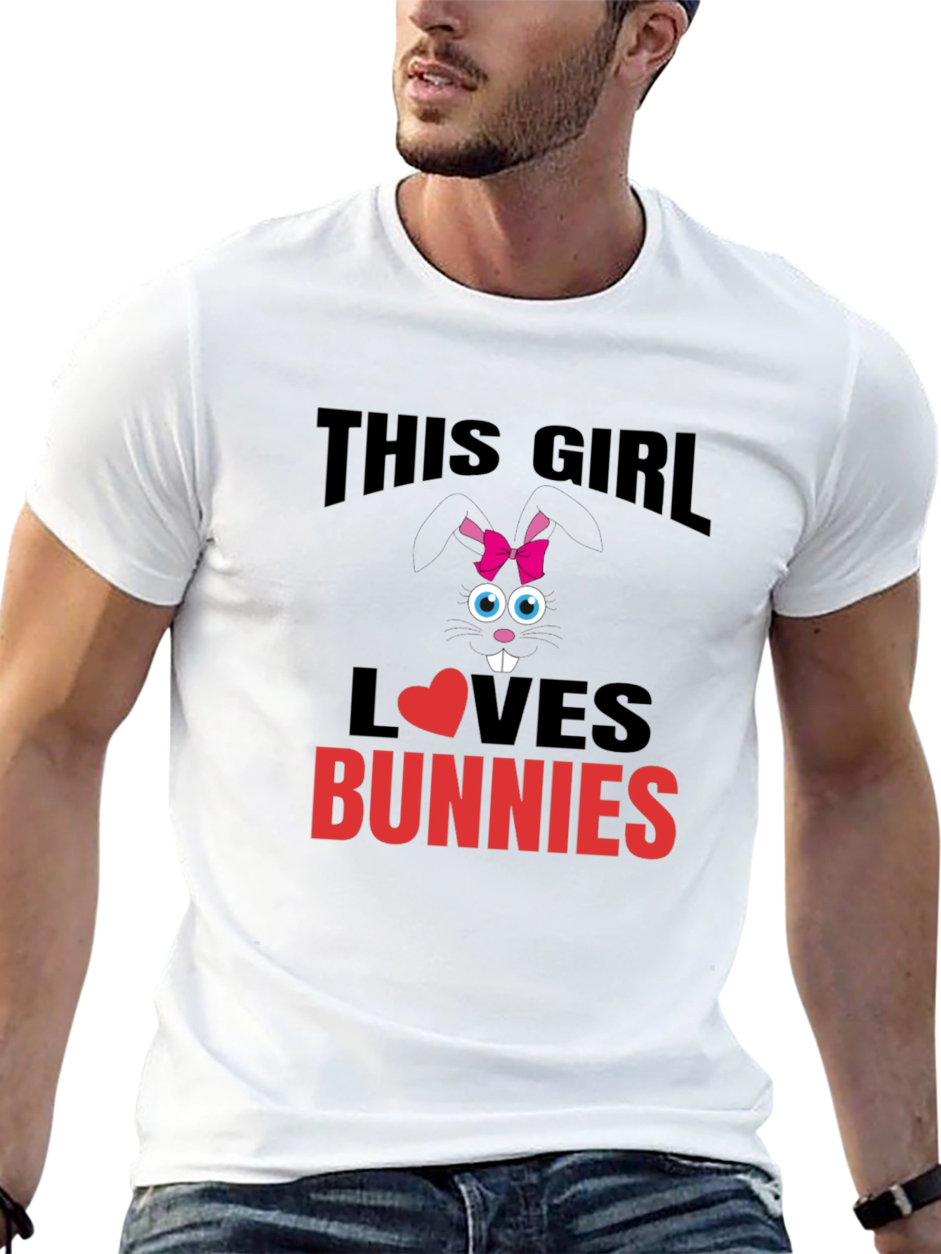 Black This Girl Loves Bunnies T-Shirt - Black Cotton Tee view 13