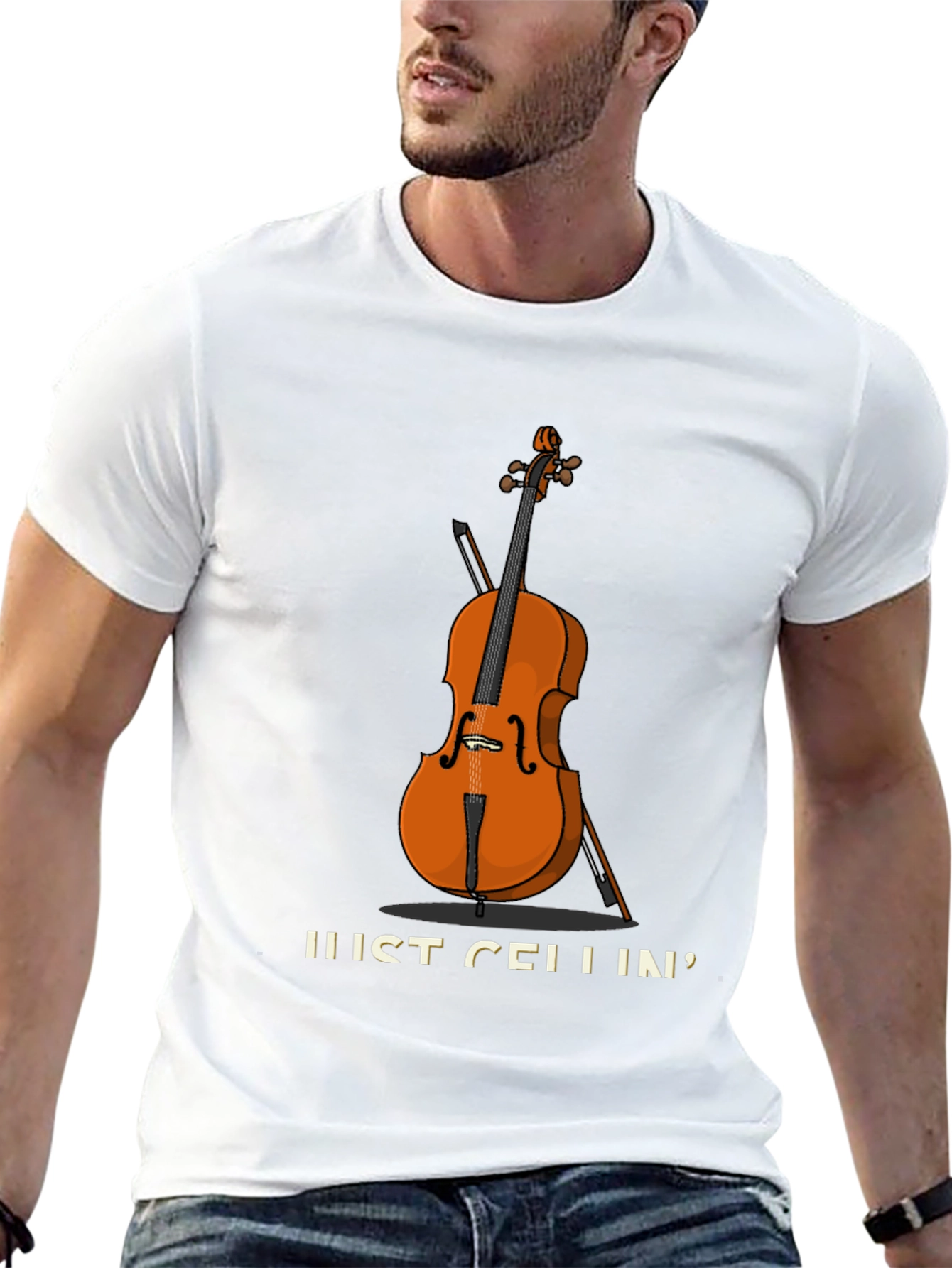 Black Just Cellin' T-Shirt | Music Lover Gift view 13