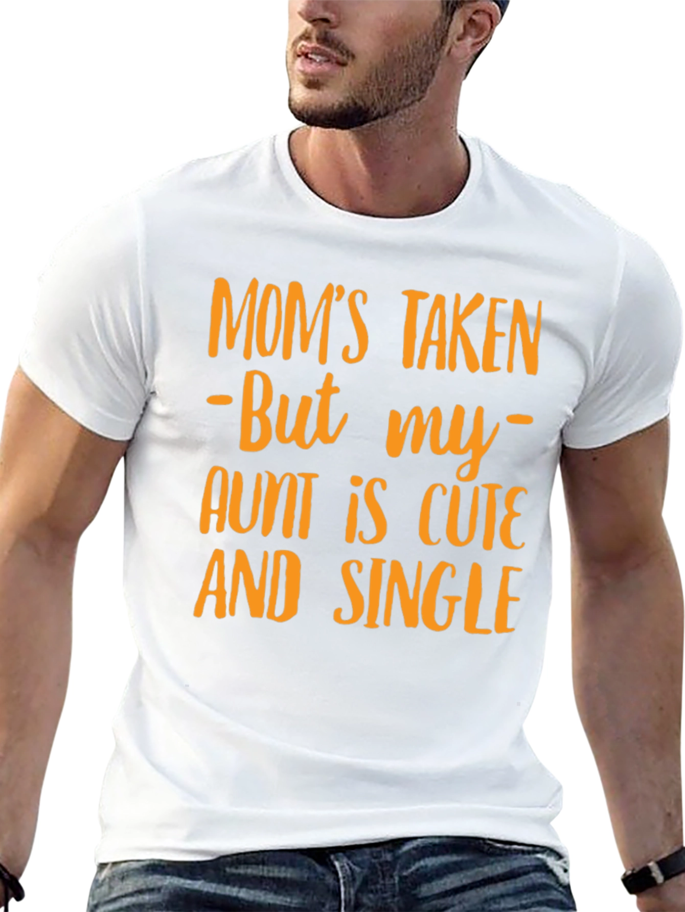 Black Funny "Mom's Taken Aunt Single" Graphic T-Shirt view 13