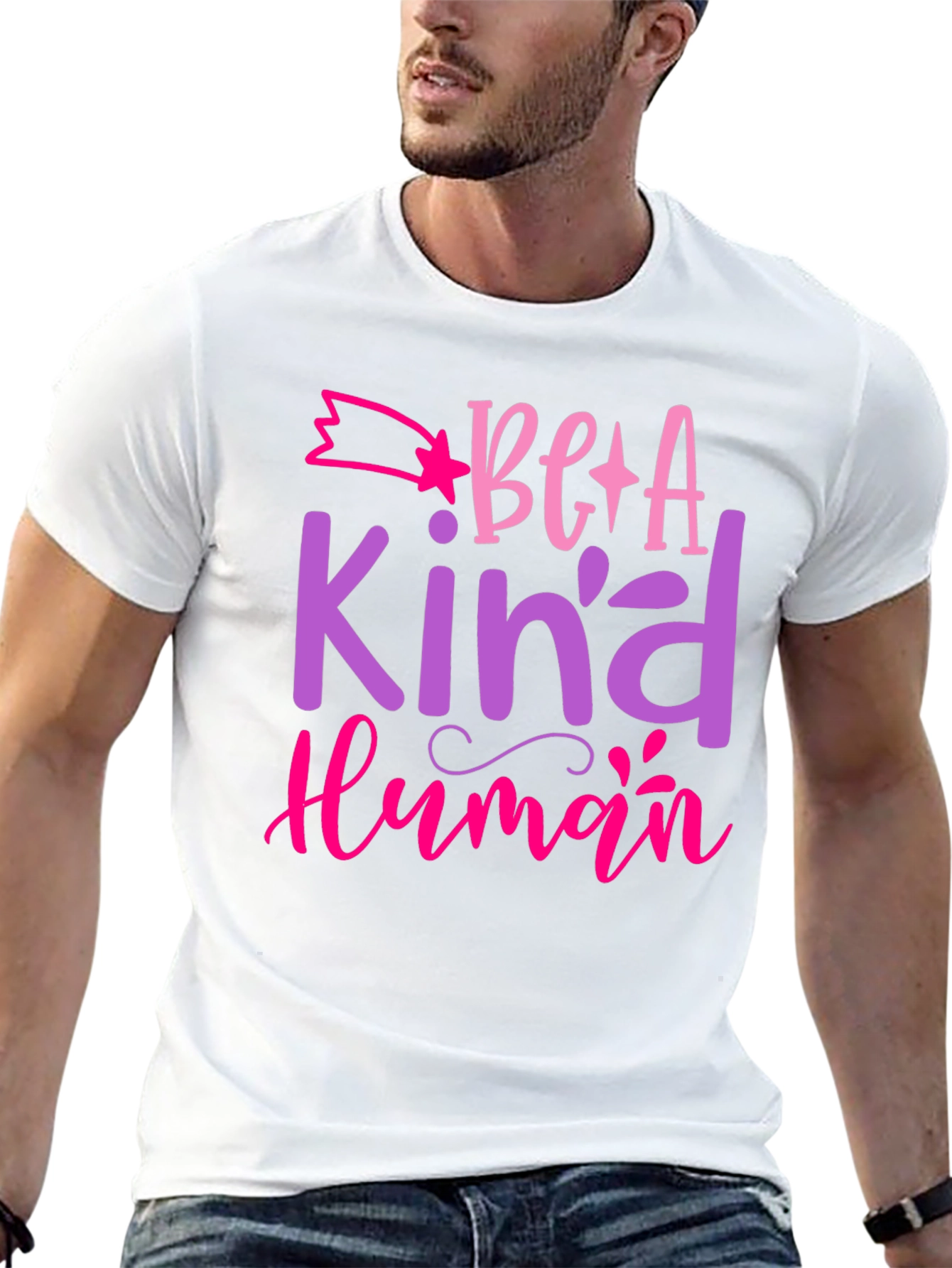 Black Be A Kind Human Graphic T-Shirt - Positive Message Tee view 13