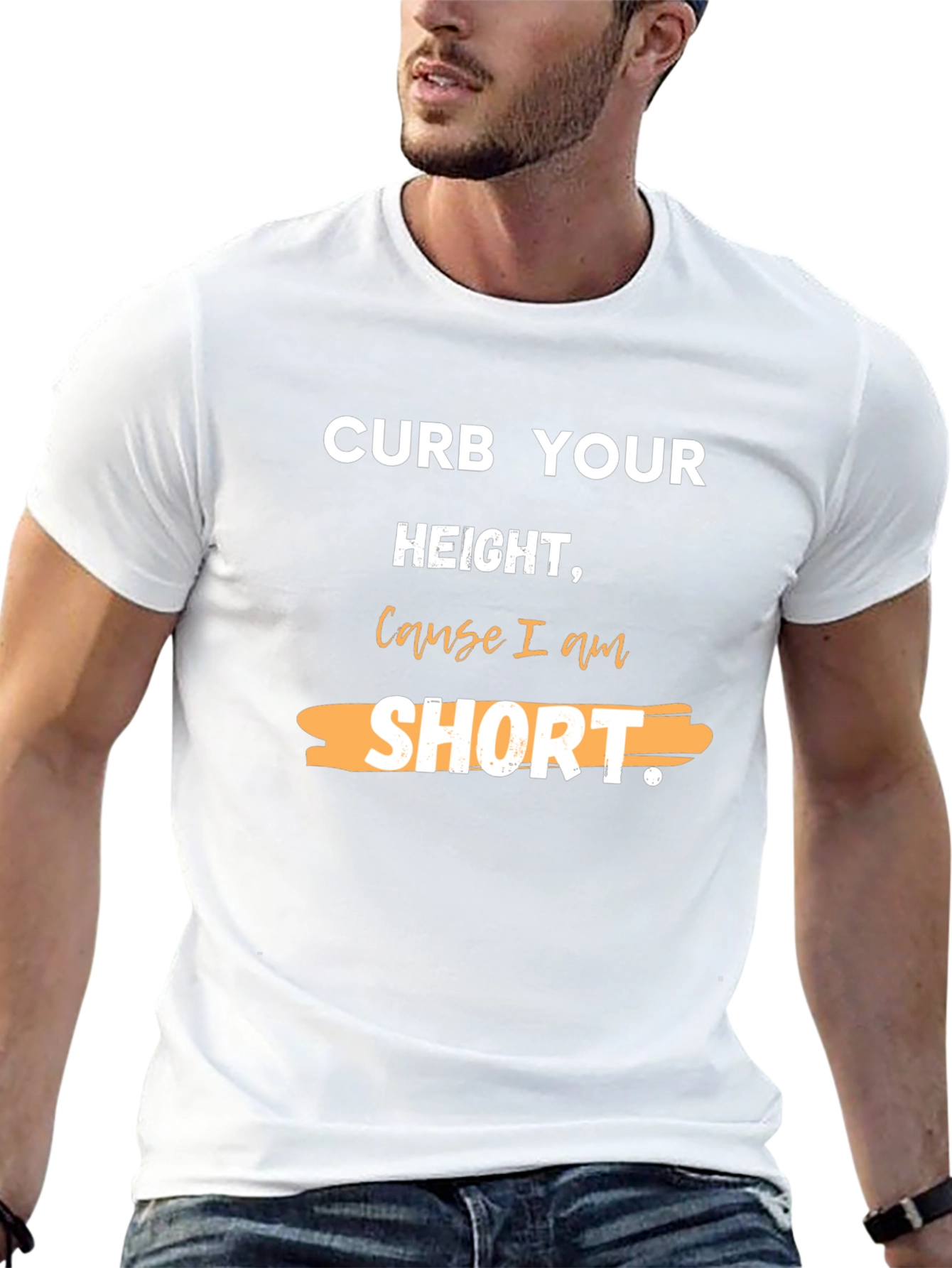 Black Curb Your Height T-Shirt - Funny Short People Tee view 13
