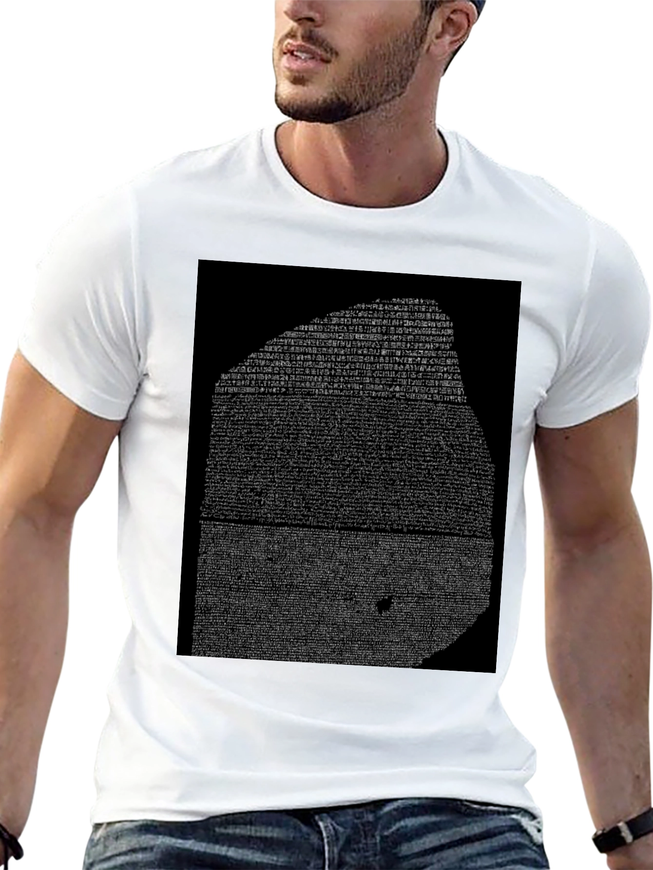 Black Rosetta Stone Graphic Tee - Black Cotton T-Shirt view 13