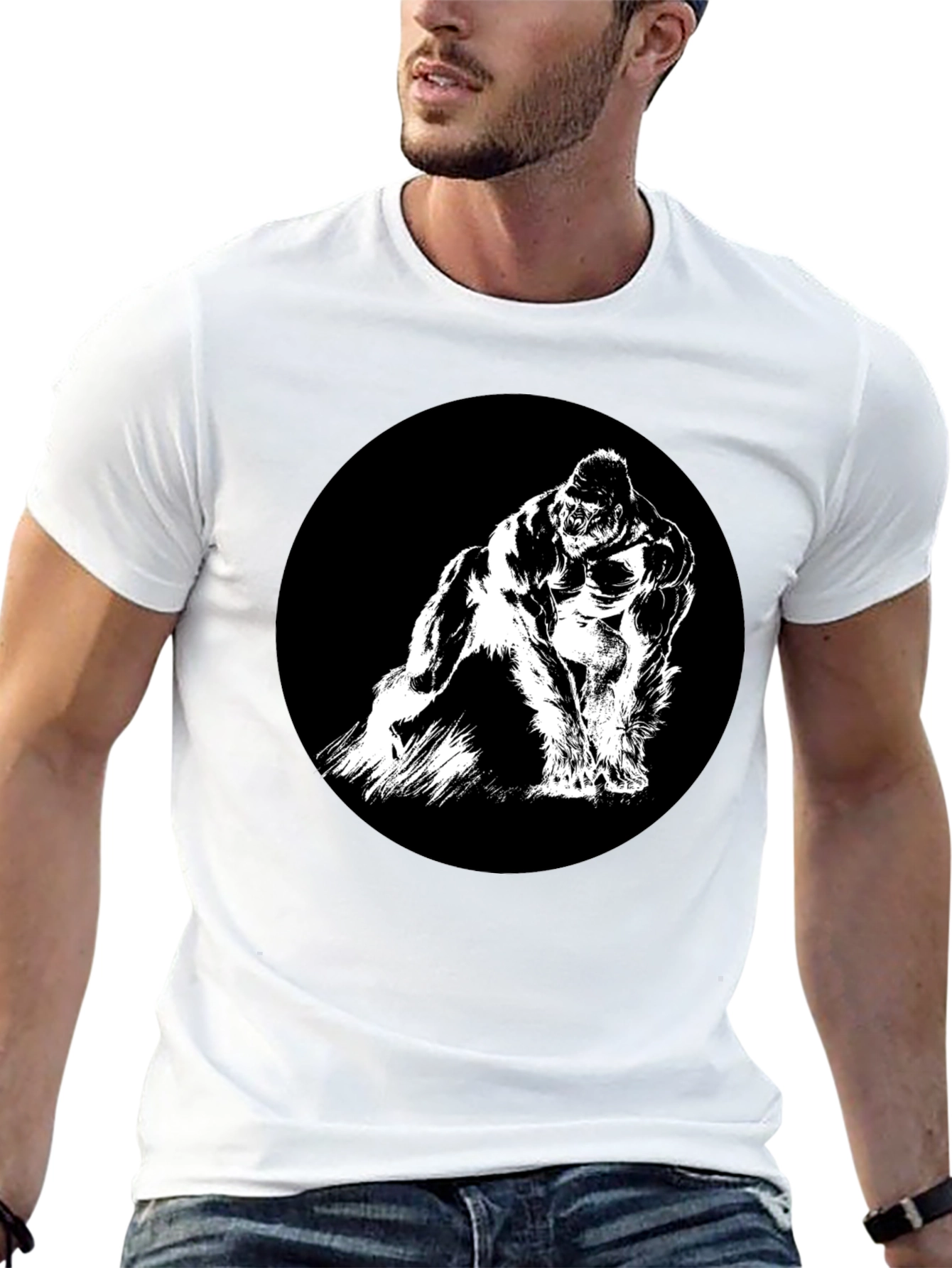 Black Gorilla Graphic Tee - Black Crew Neck T-Shirt view 13
