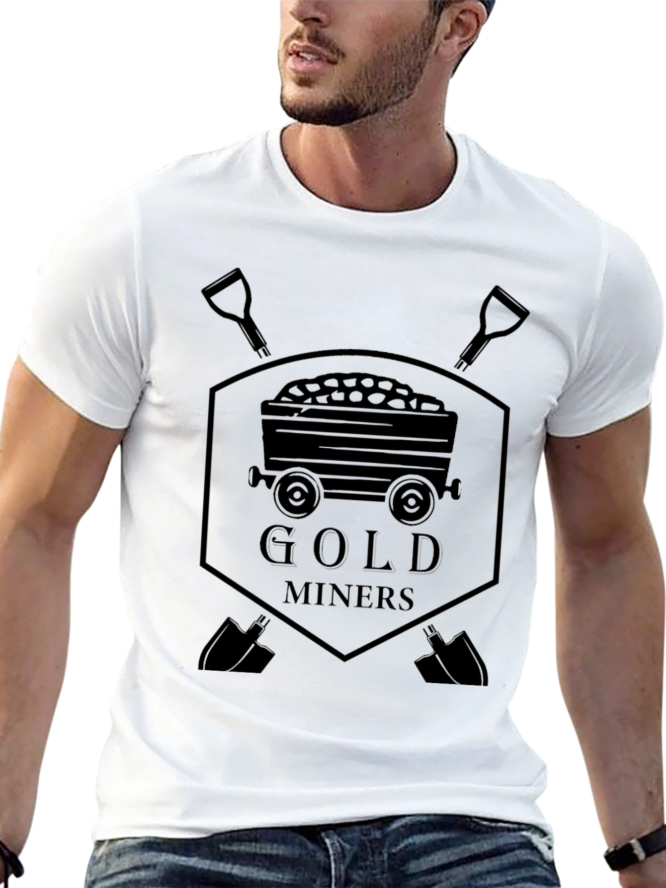 Black Gold Miners Graphic T-Shirt - Black Cotton Tee view 13