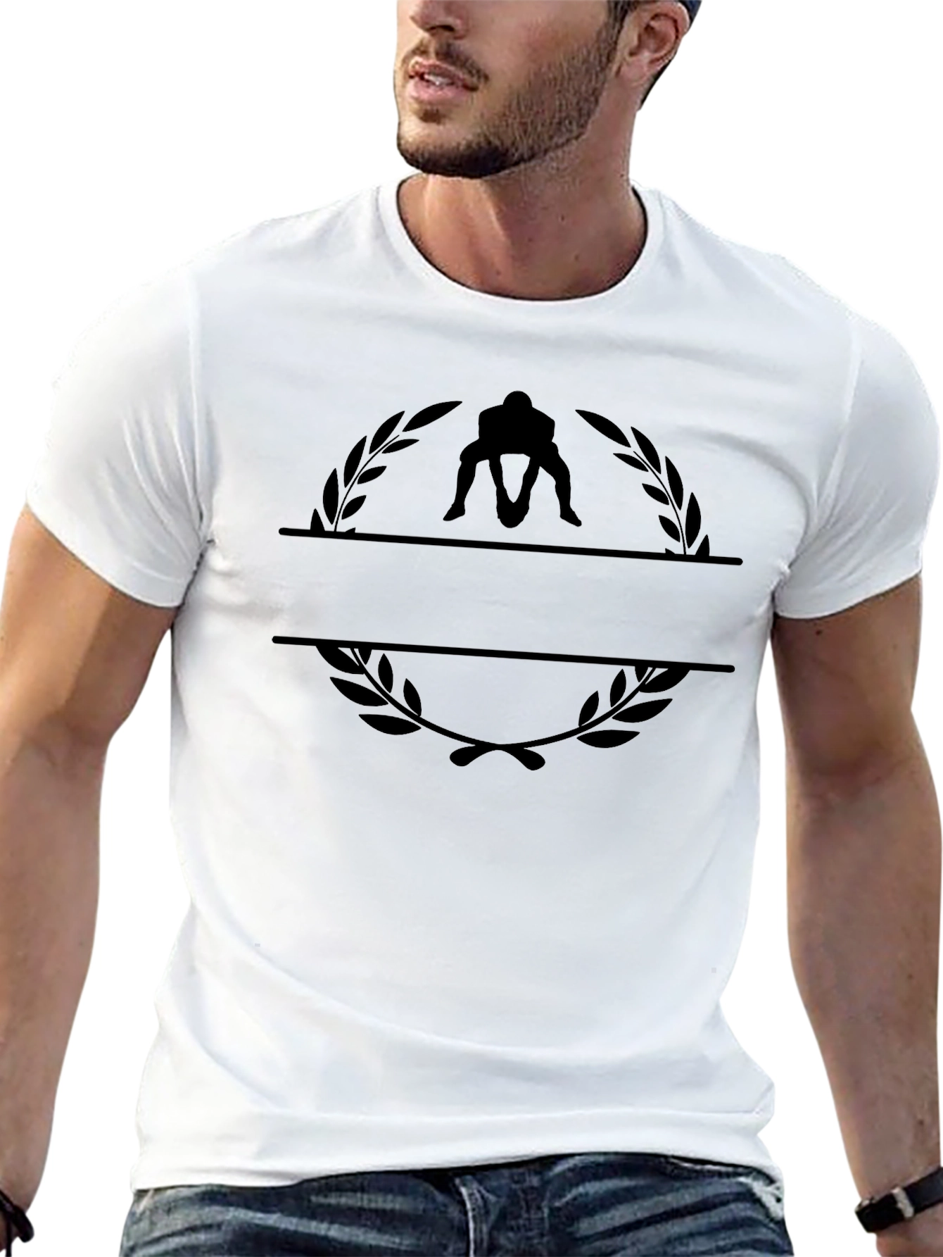 Black Wrestling Laurel Wreath Black T-Shirt view 13
