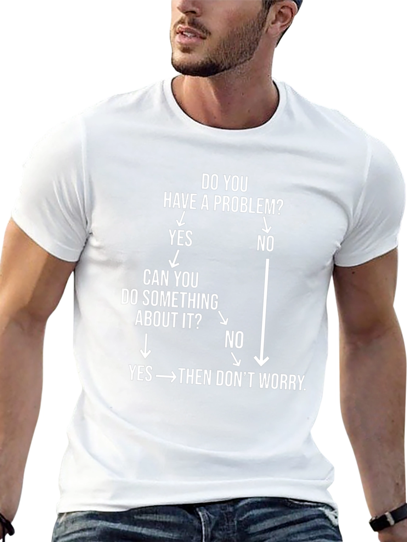 Black Funny Problem Solving Flowchart T-Shirt view 13