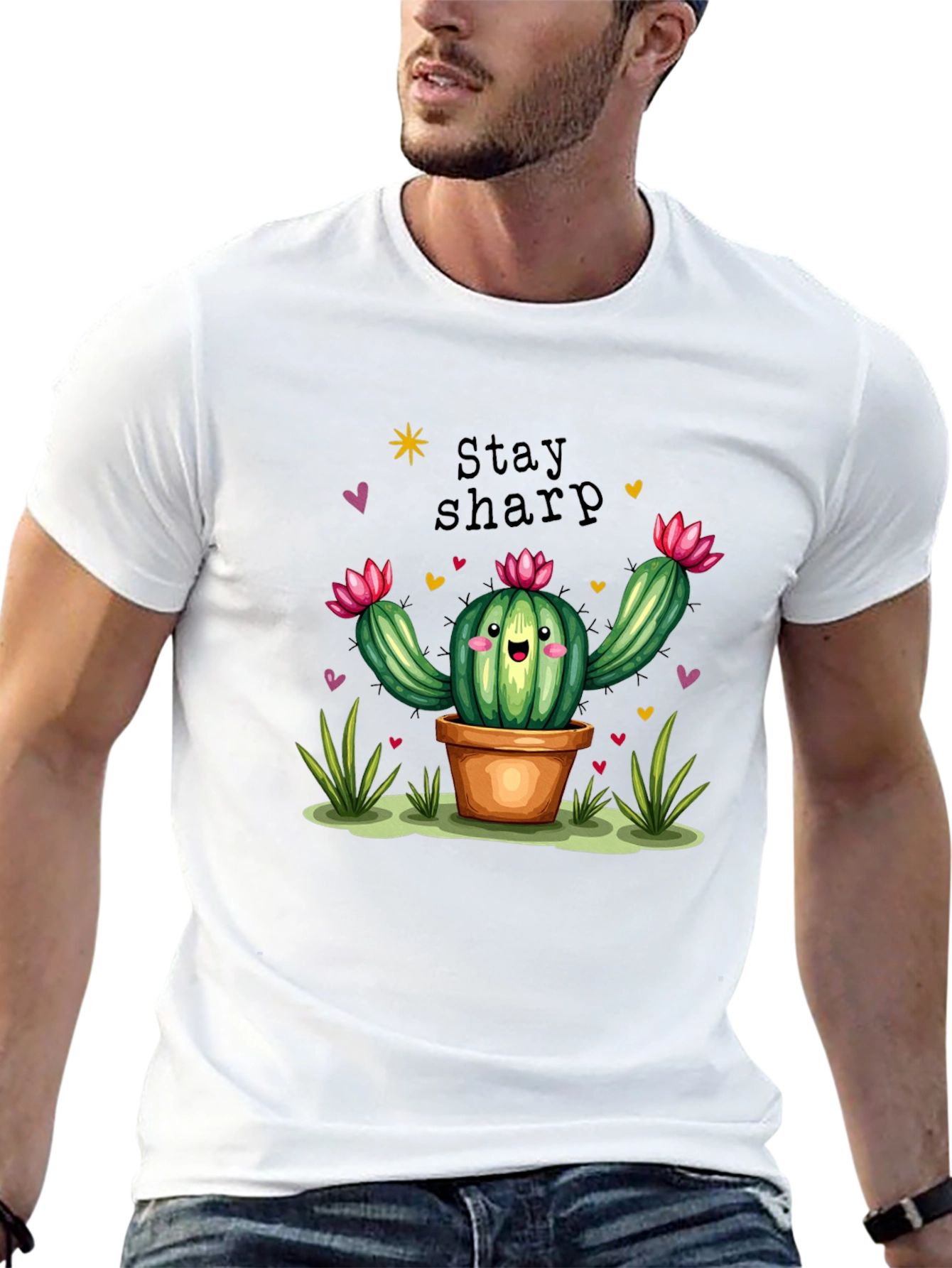 Black Stay Sharp Cactus Graphic T-Shirt view 13