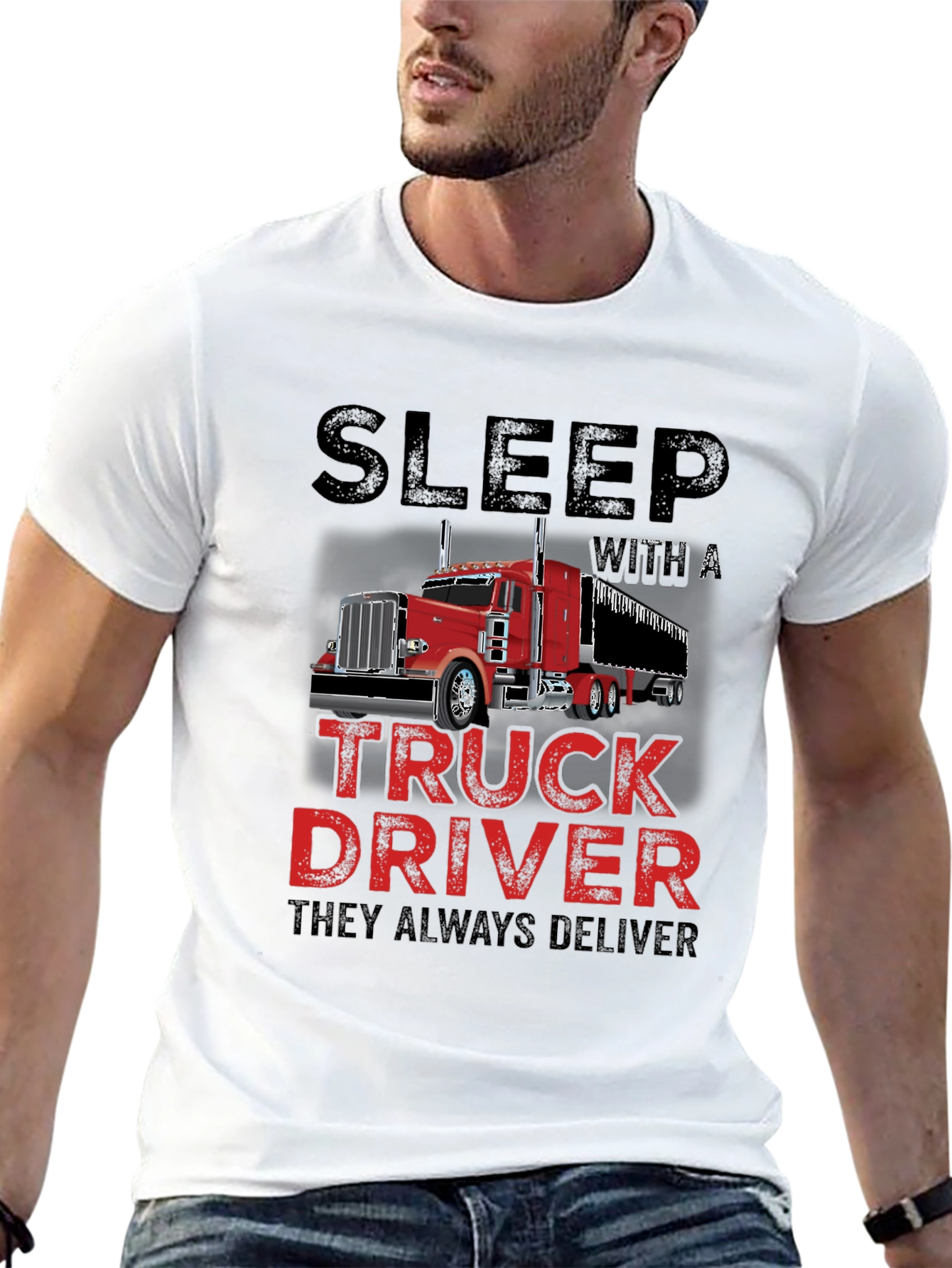 Black Sleep With a Truck Driver T-Shirt view 13