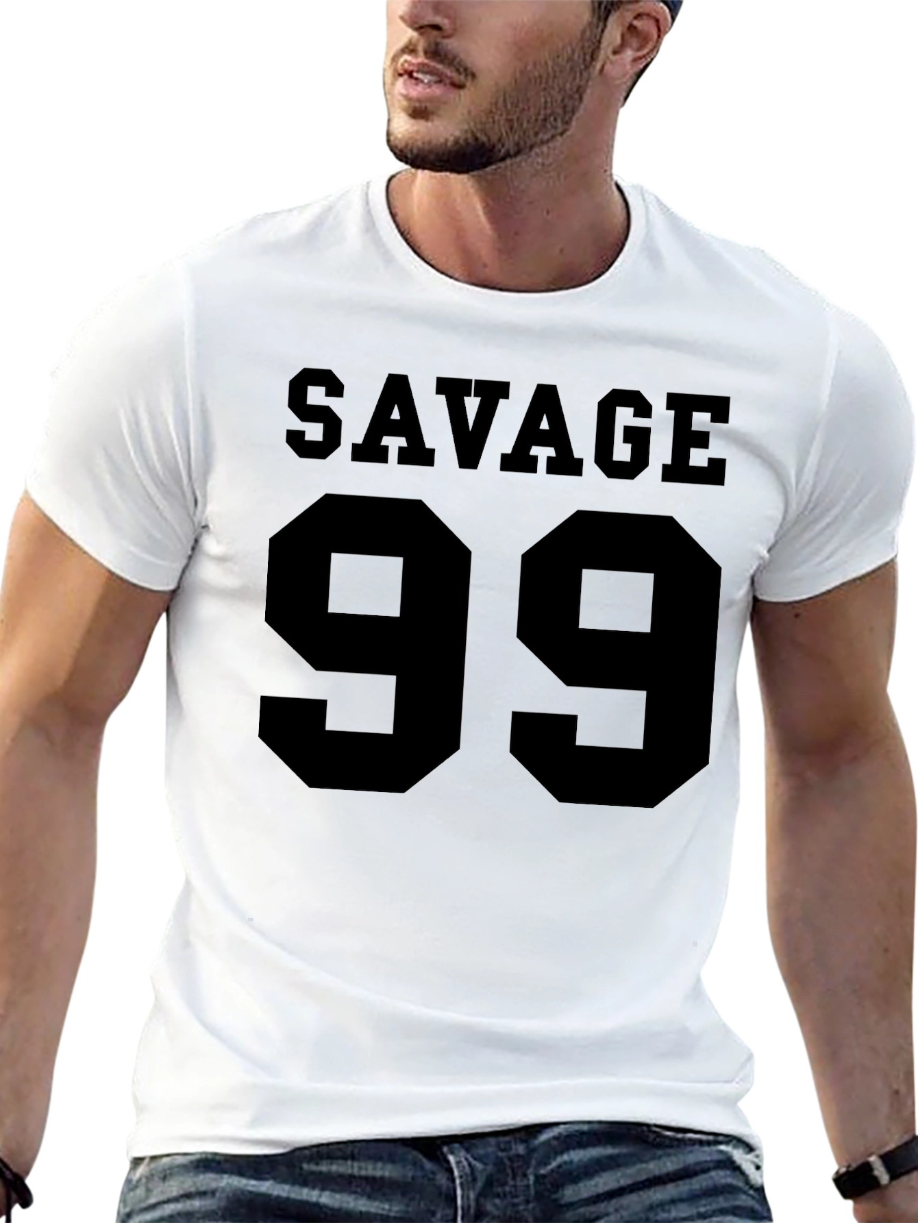 Black Savage 99 Men's Black Graphic T-Shirt view 13