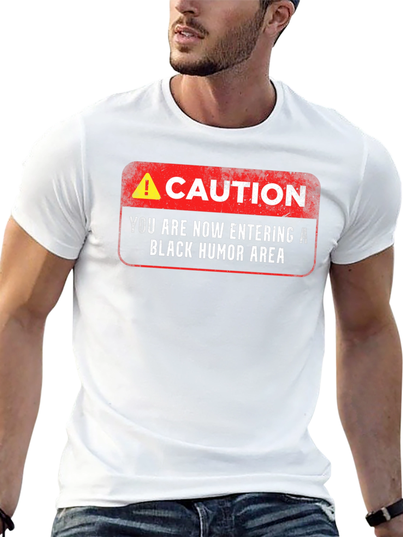 Black Caution: Black Humor Area T-Shirt view 13