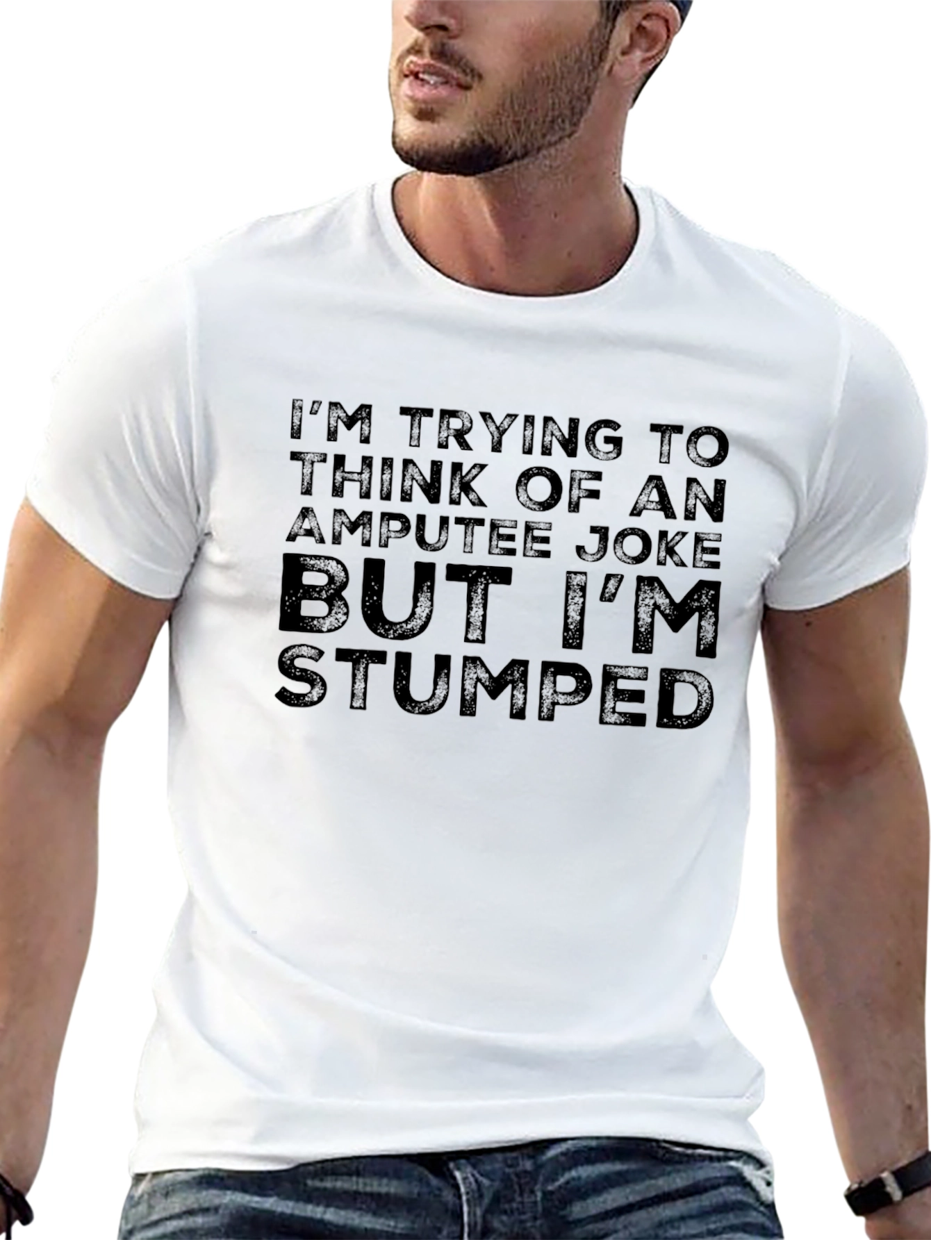 Black Amputee Joke Graphic T-Shirt - Stumped Humor Tee view 13