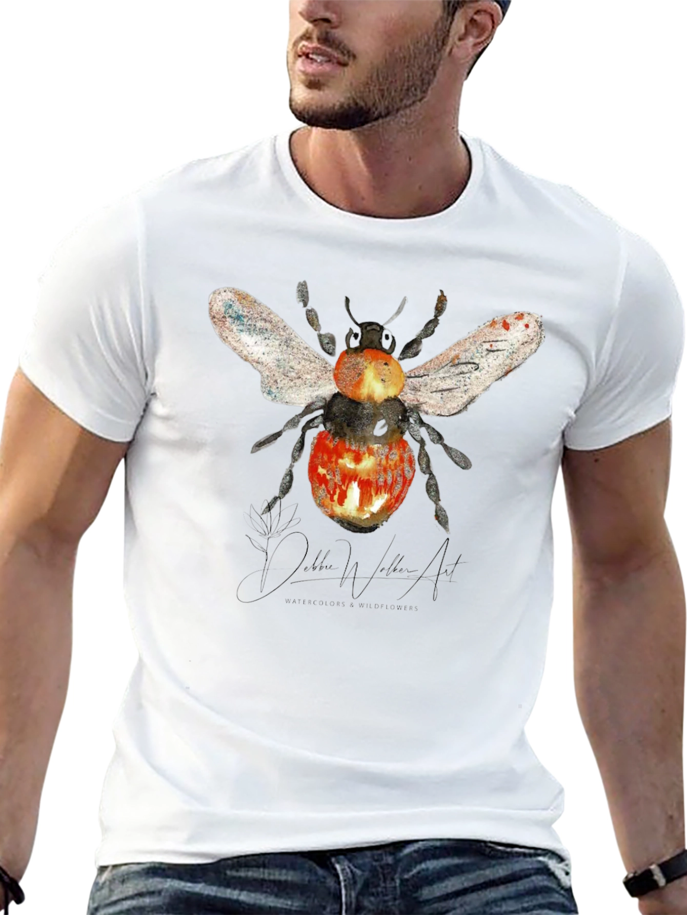 Black Bee Graphic T-Shirt - Artistic Watercolor Design view 13