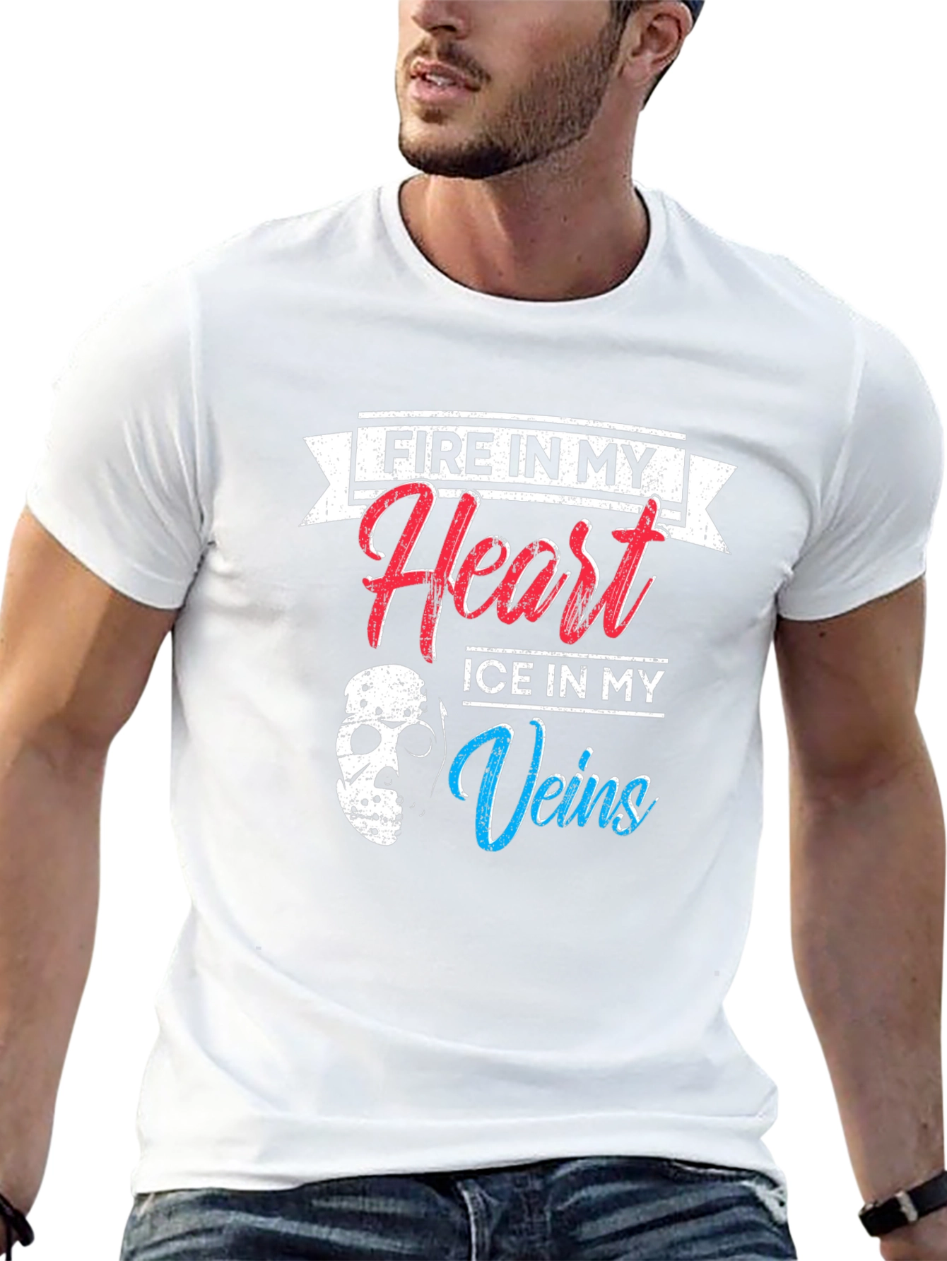 Black Fire Heart Ice Veins Graphic T-Shirt view 13