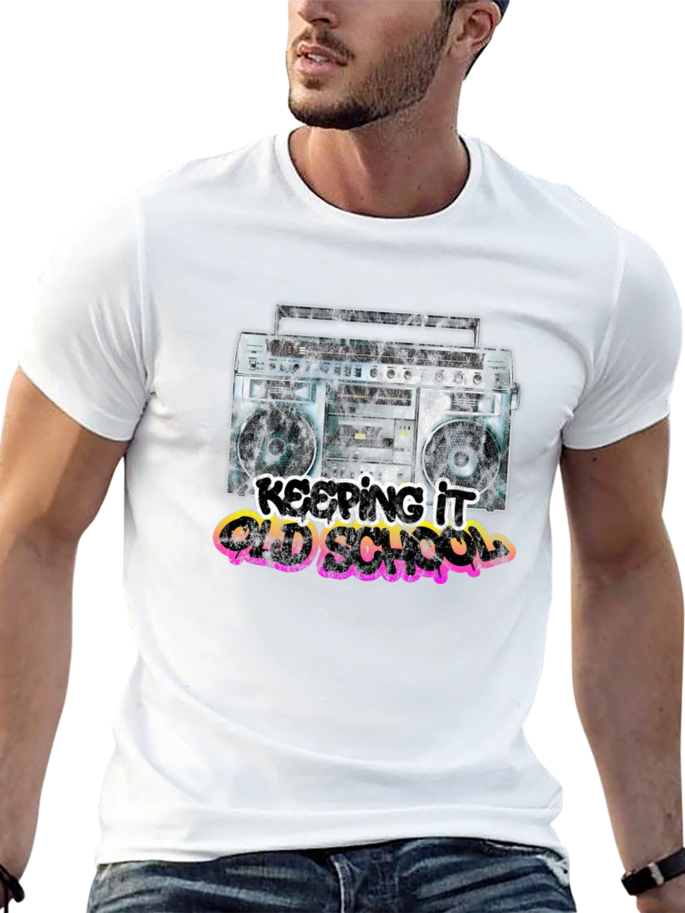 Black Retro Boombox T-Shirt - Keeping It Old School view 13