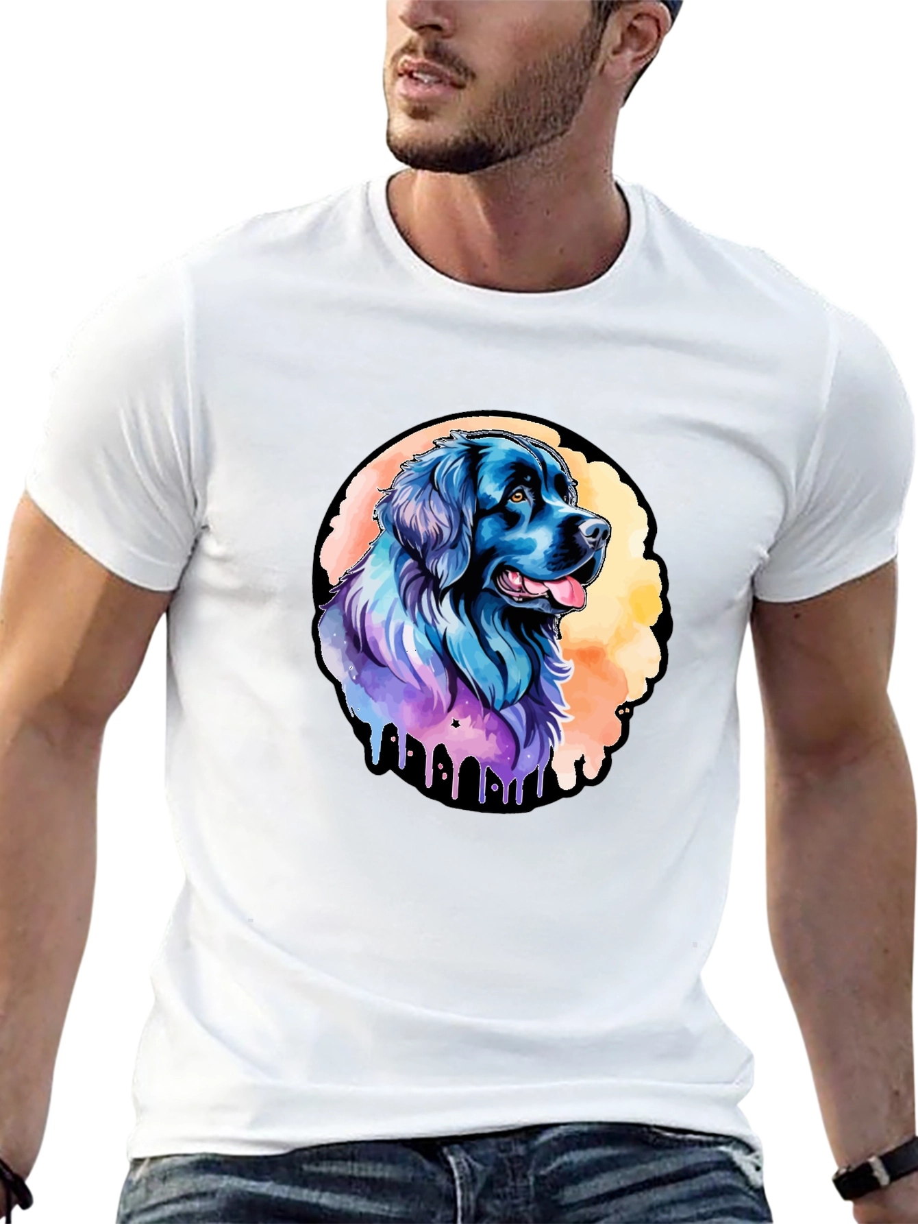 Black Watercolor Dog Graphic Black T-Shirt view 13