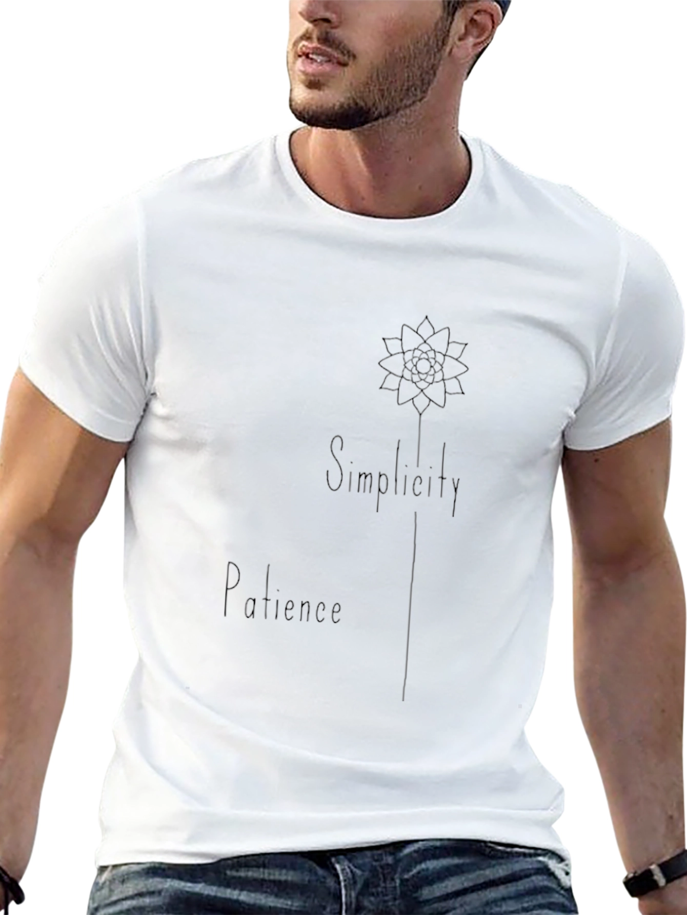 Black Simplicity Patience Graphic Black T-Shirt view 13