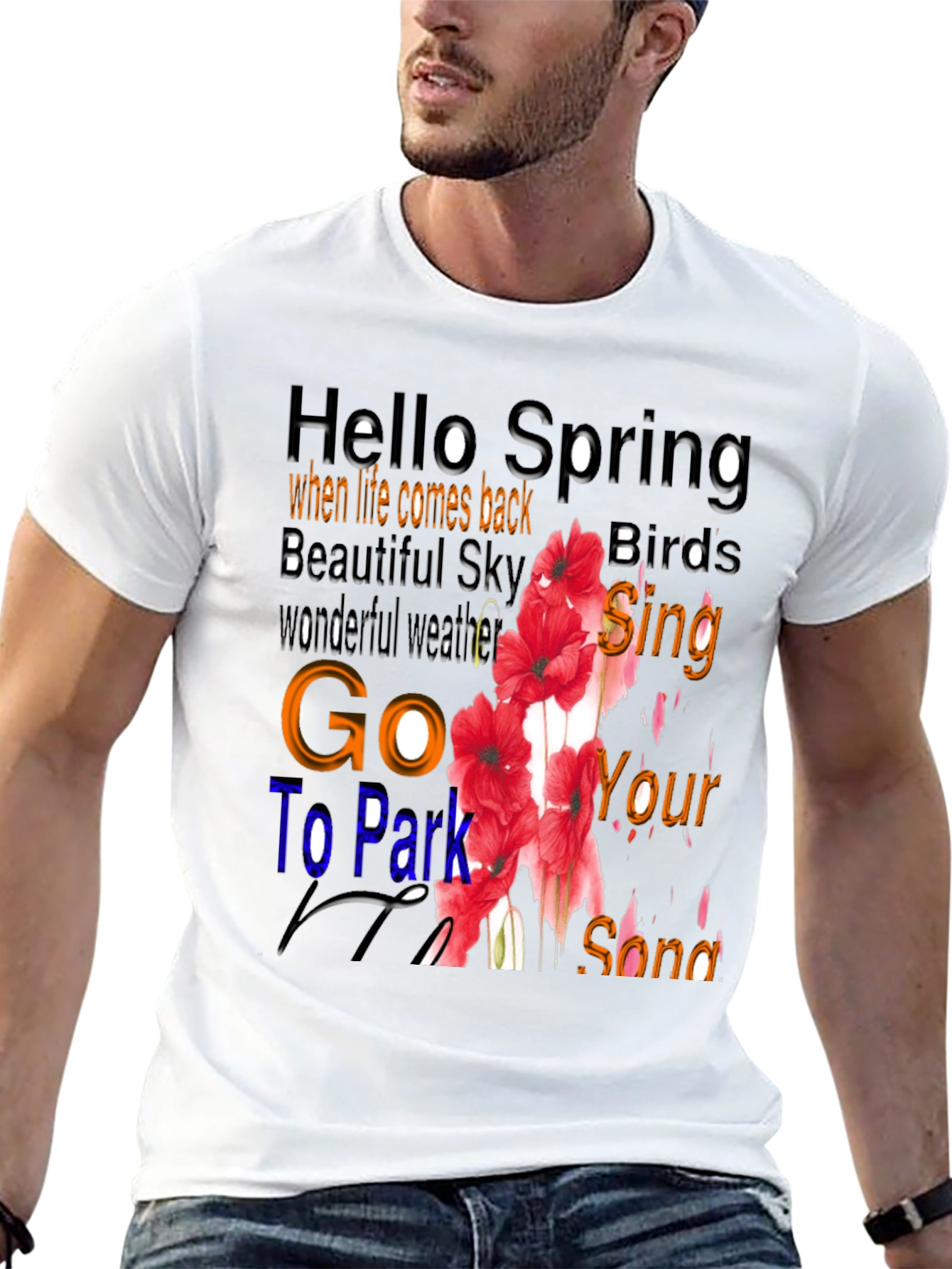 Black Hello Spring Floral Graphic T-Shirt view 13