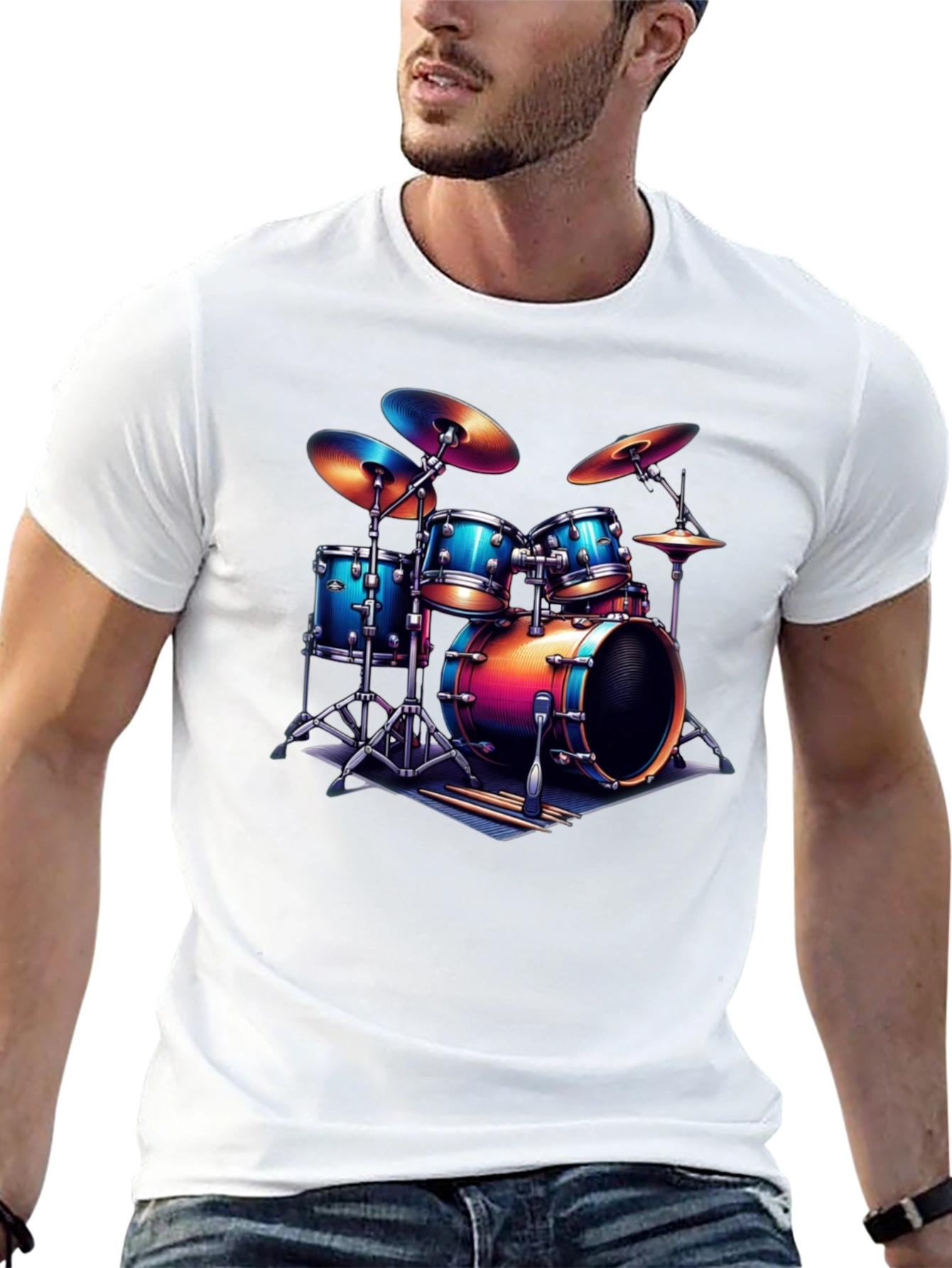 Black Drum Kit Graphic T-Shirt - Music Lover Tee view 13