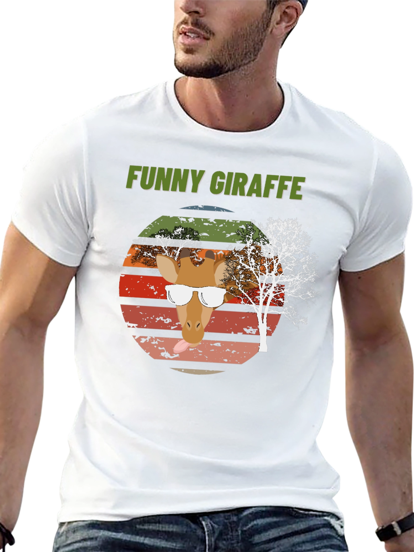 Black Funny Giraffe Graphic Tee - Unique Design view 13
