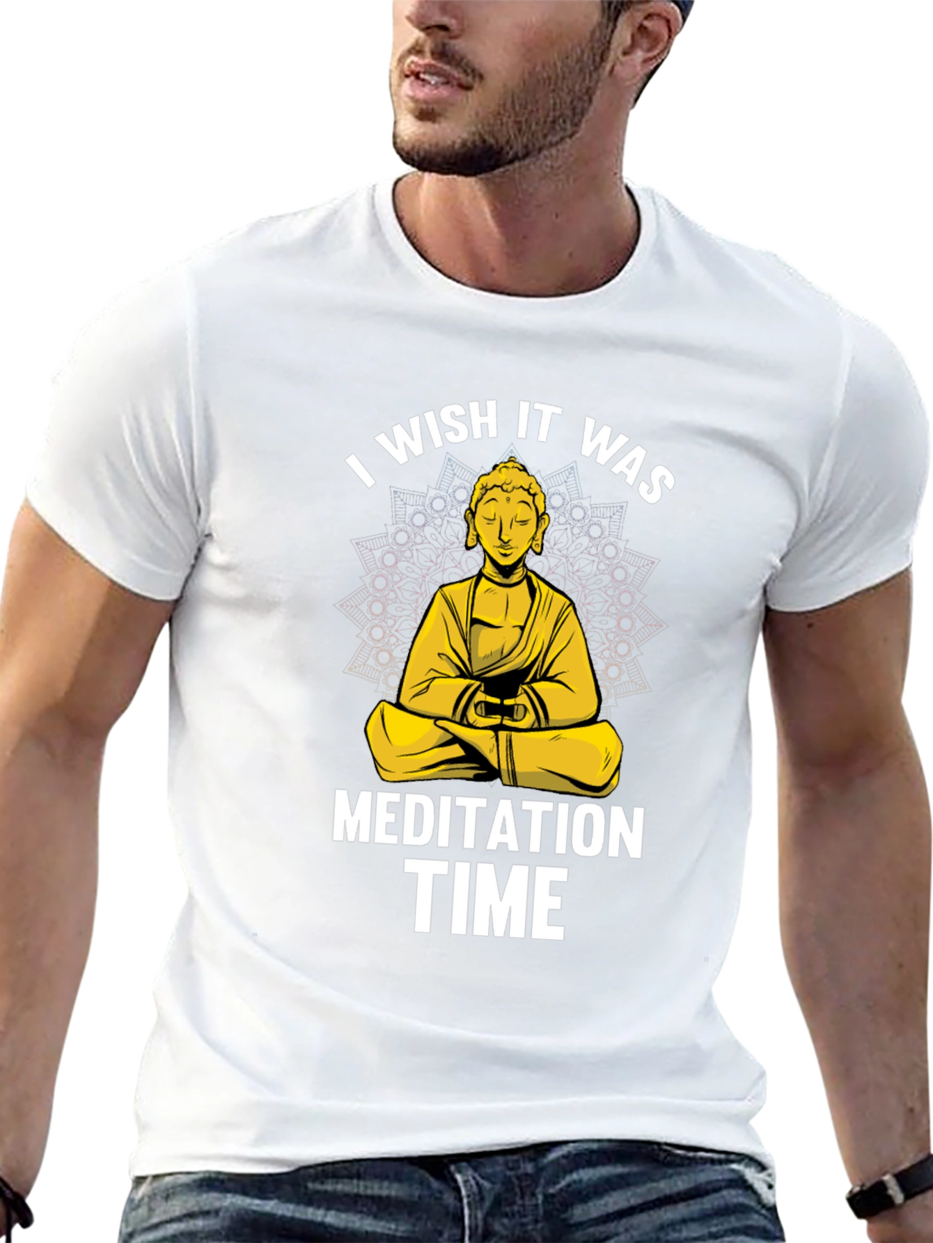Black Meditation Time Buddha Graphic T-Shirt Relaxed Fit view 13