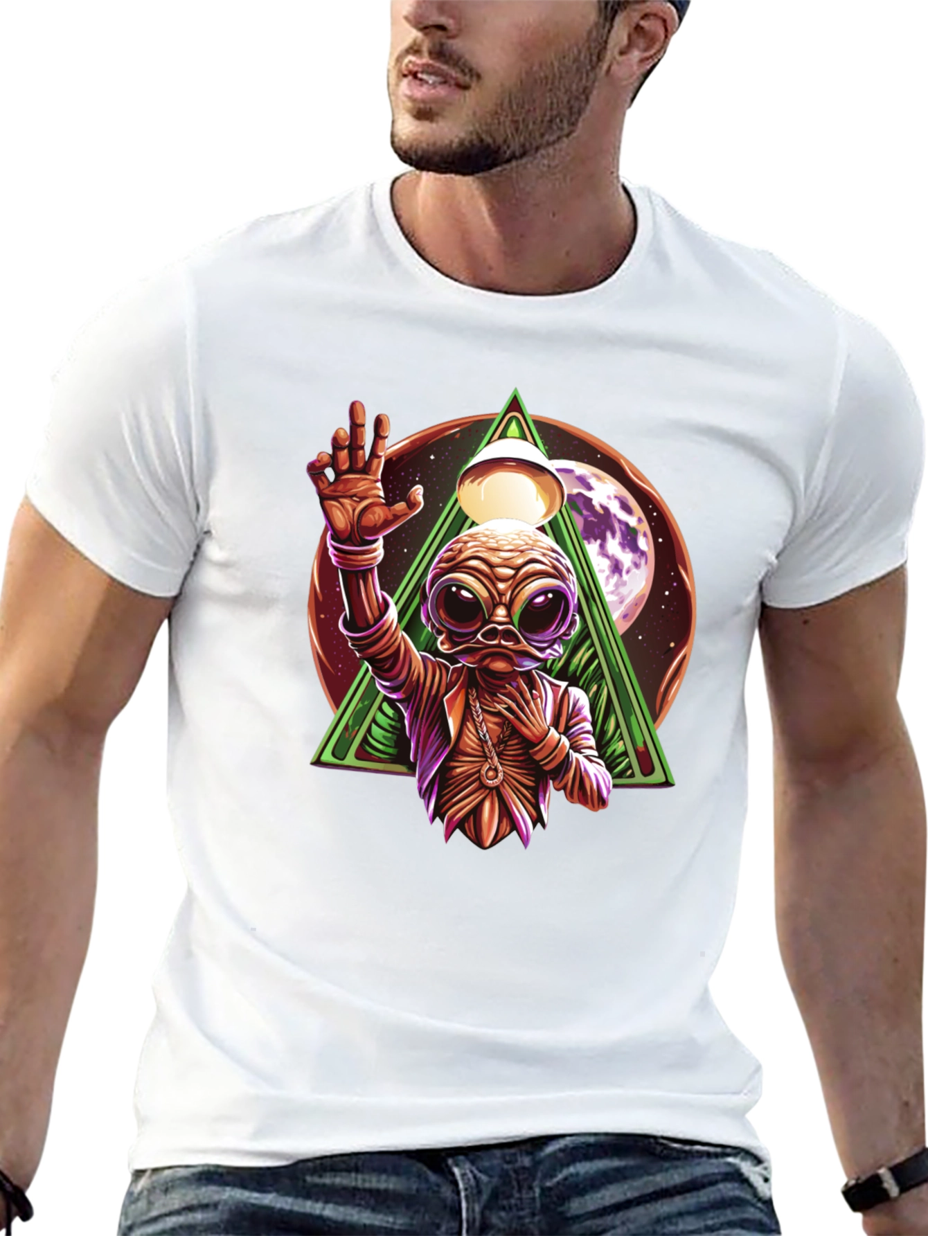 Black Alien Graphic Black T-Shirt - Unique Design view 13