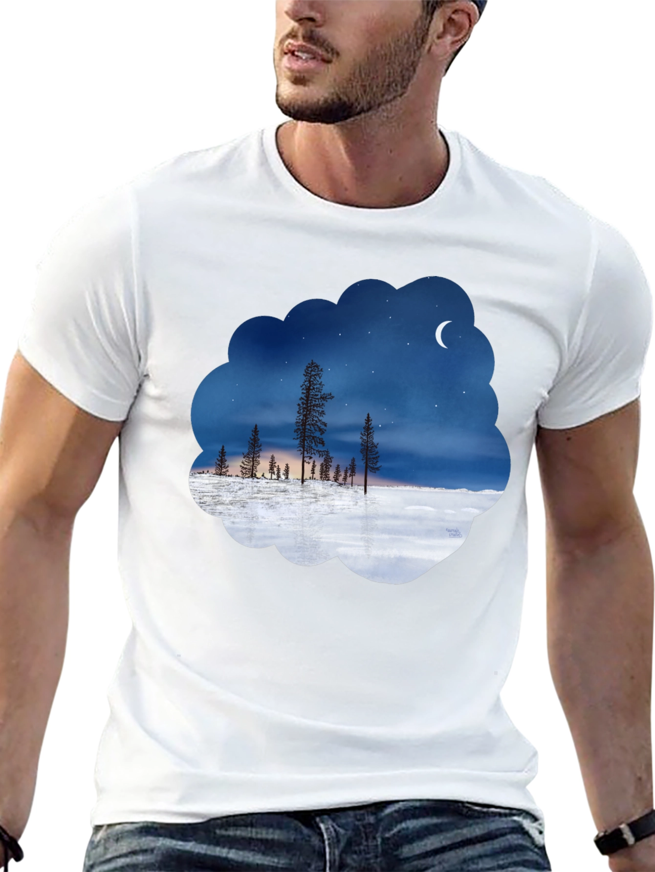 Black Night Sky Landscape Graphic Tee view 13