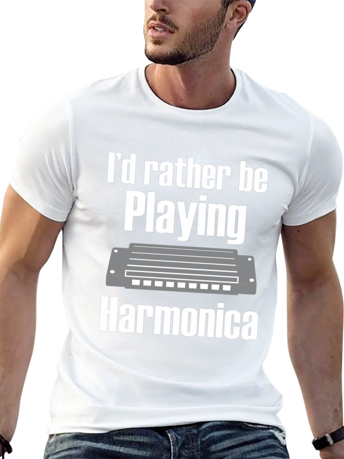 Black Harmonica Player T-Shirt view 13