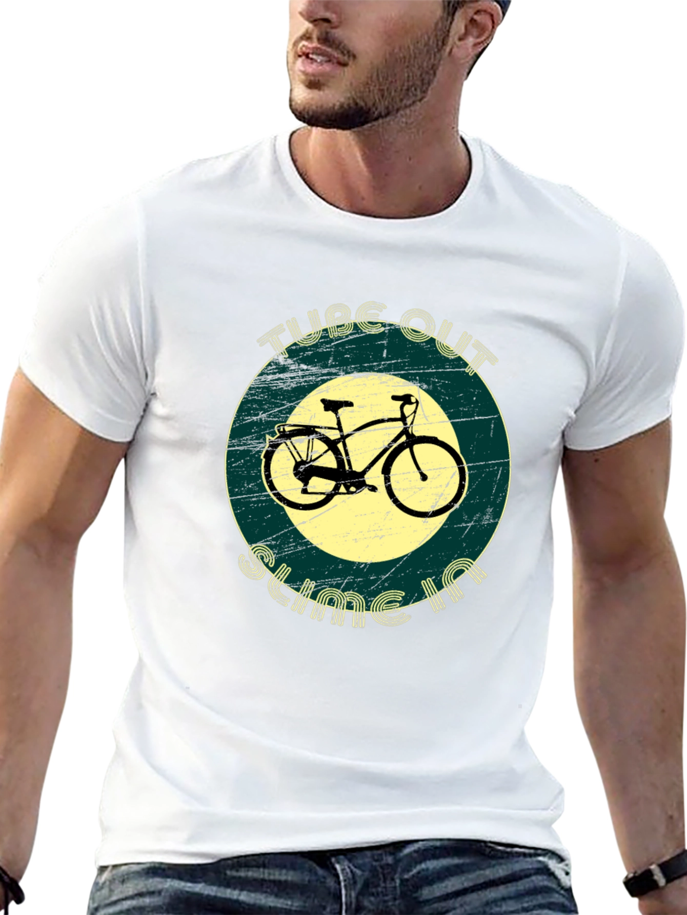 Vintage Bicycle T-Shirt - Tube Out Slime In - Cycling Tee - 13
